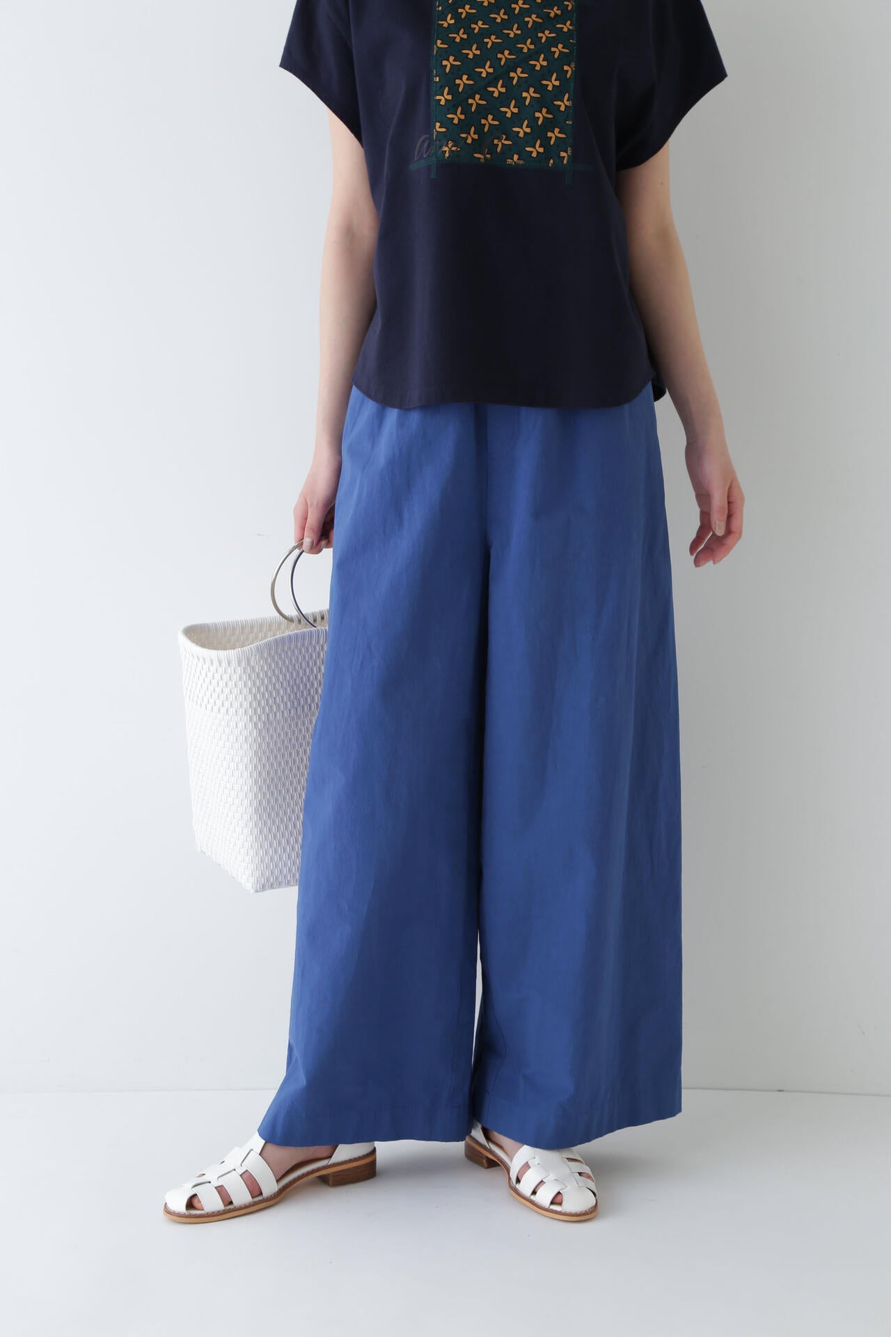 【WEB限定カラー】綿麻ウェザー近江晒ワイドパンツ