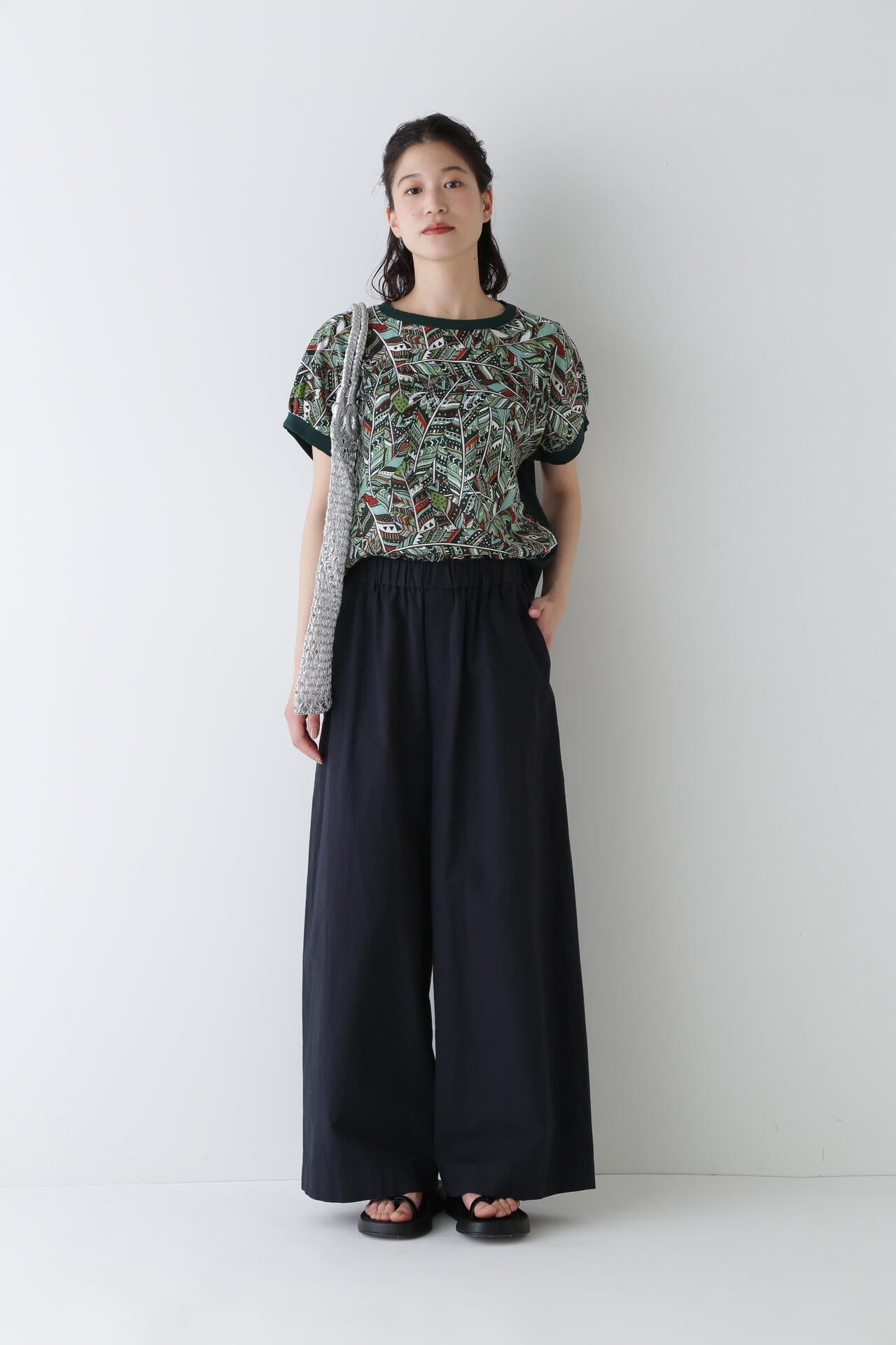 【WEB限定カラー】綿麻ウェザー近江晒ワイドパンツ