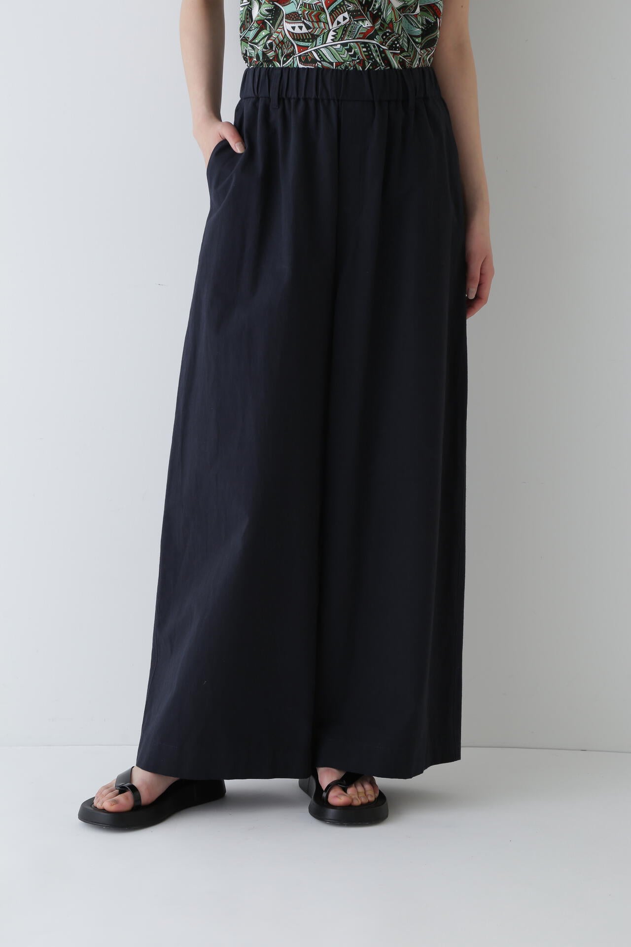 【WEB限定カラー】綿麻ウェザー近江晒ワイドパンツ