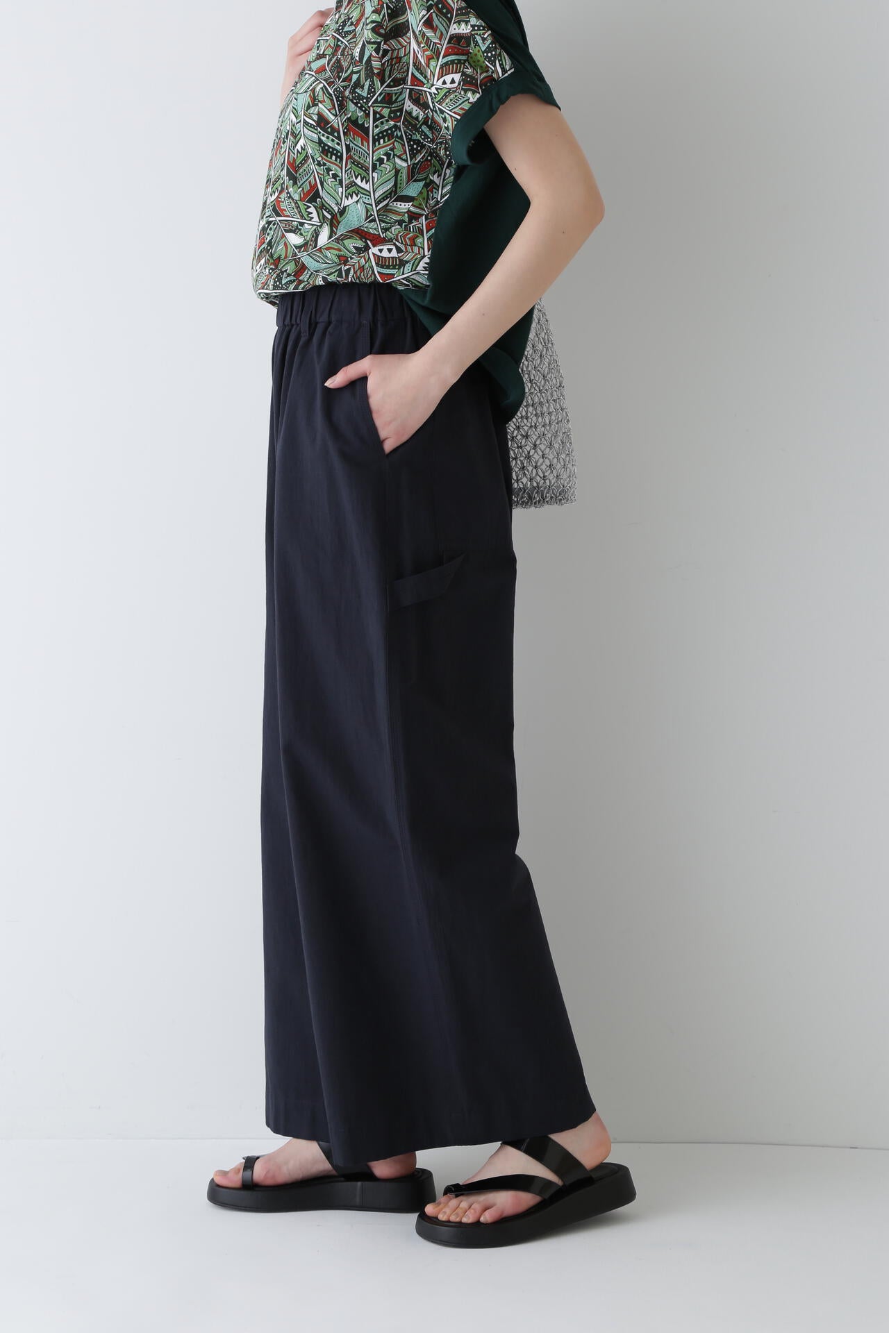【WEB限定カラー】綿麻ウェザー近江晒ワイドパンツ