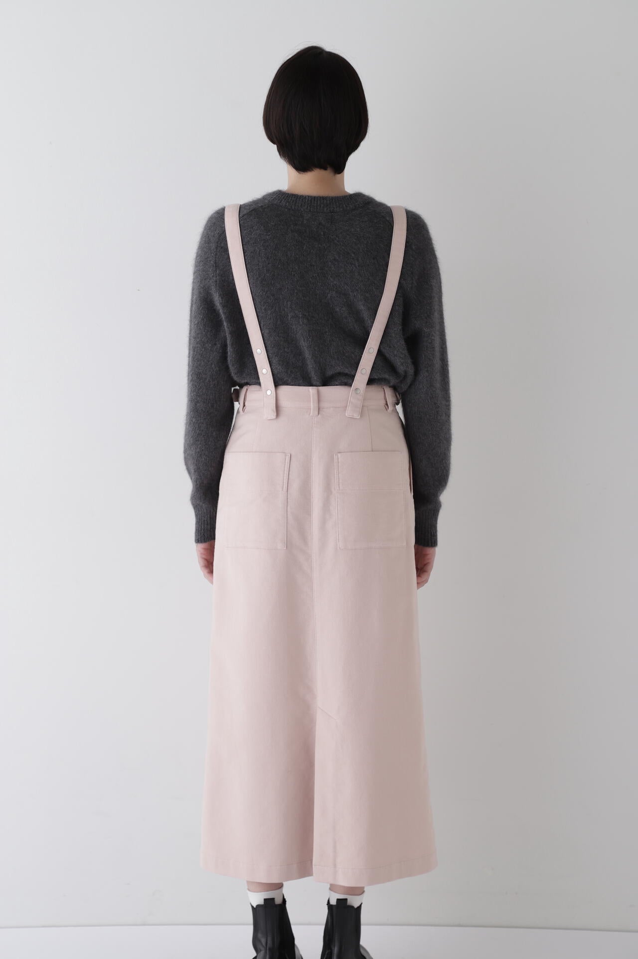 ストレッチエアリードットコードサスペンダースカート