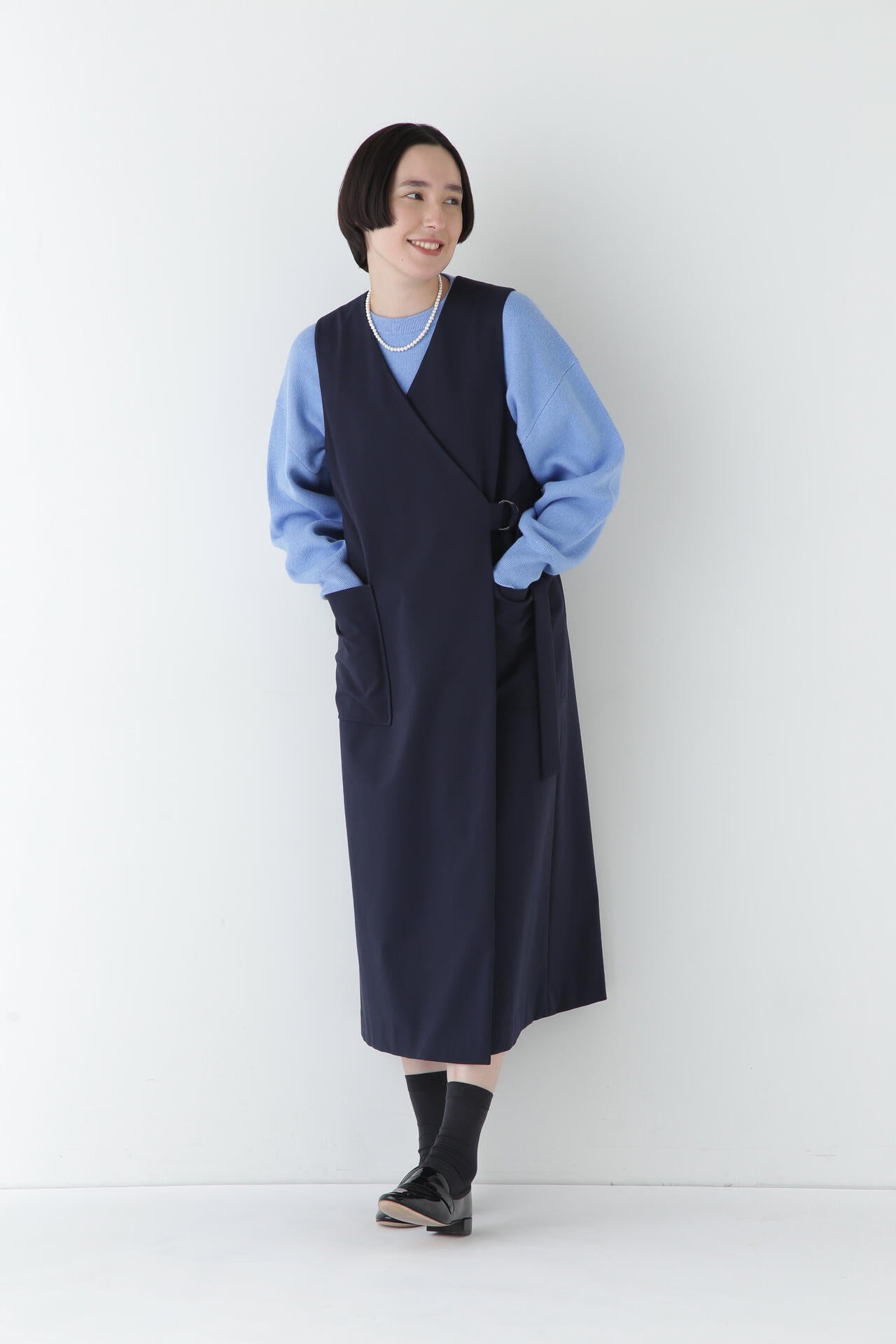ストレッチポンチラップワンピース