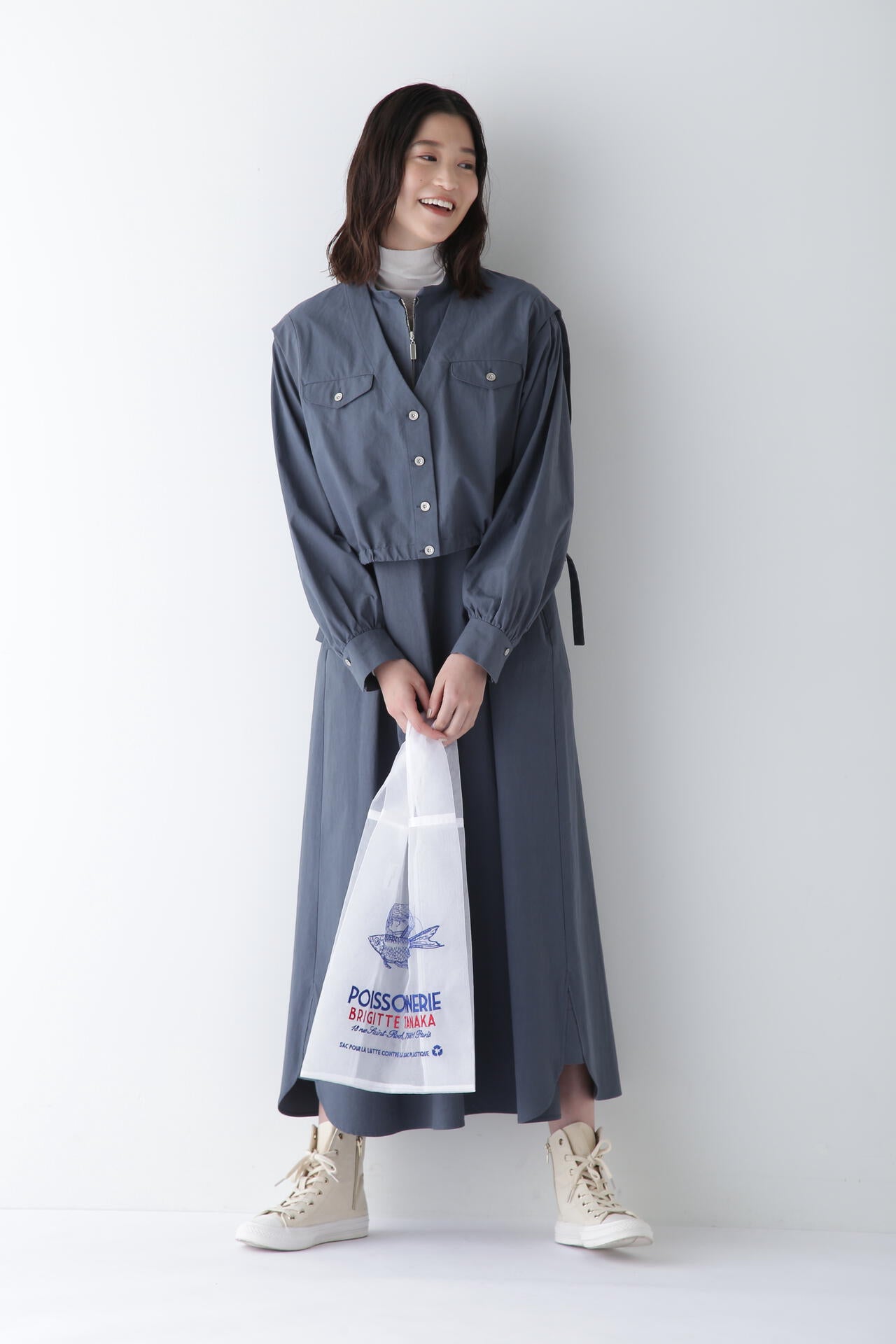 コットンワッシャー2WAYジレセットワンピース