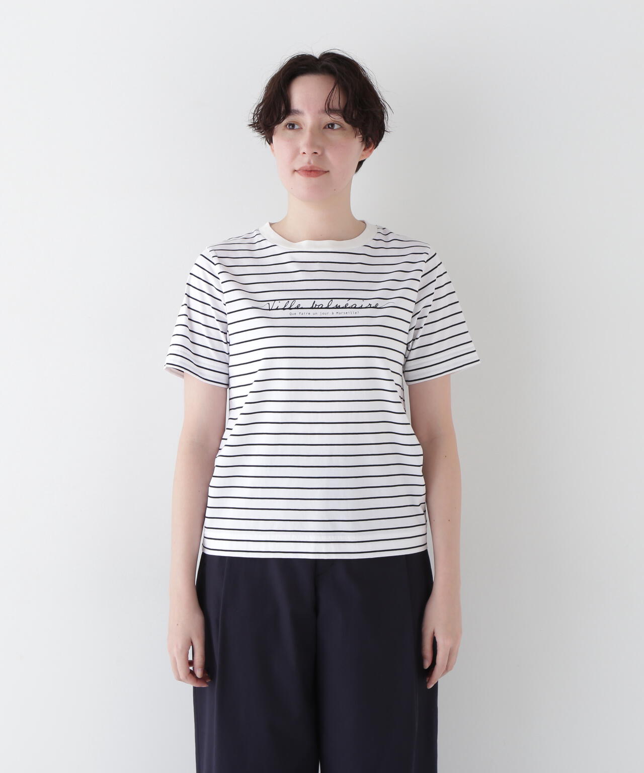 天竺ボーダーロゴＴシャツ