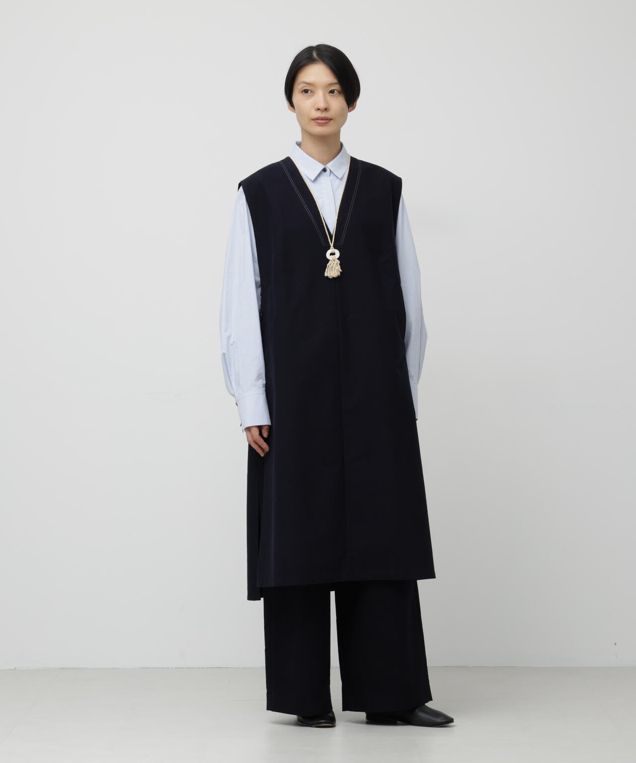 綿麻ポプリンブラウス