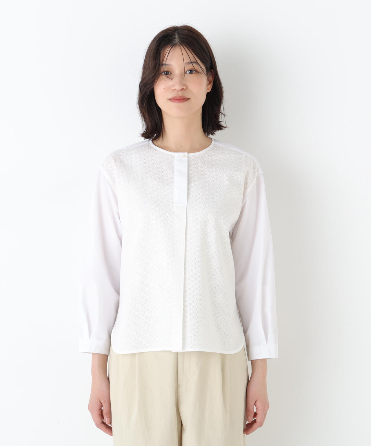 《洗える / Good Price》カラミレーススキッパーブラウス