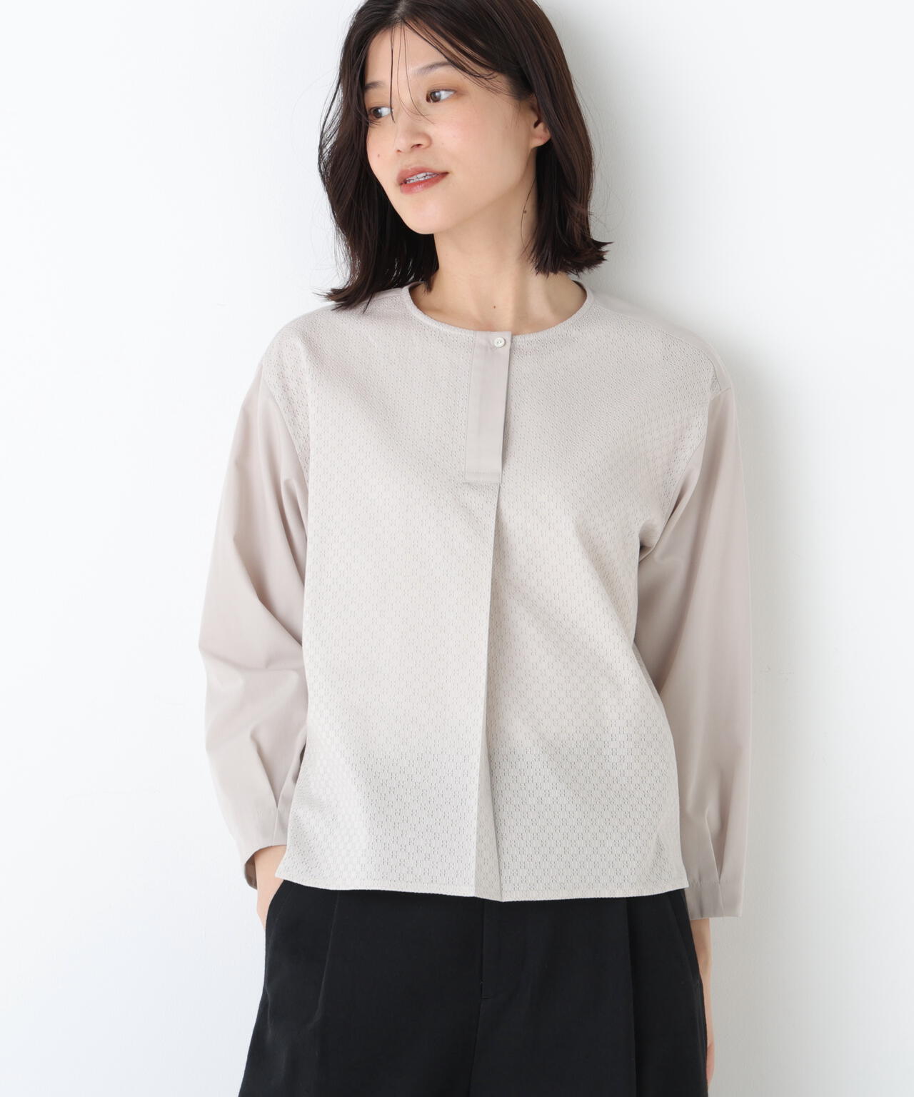 《洗える / Good Price》カラミレーススキッパーブラウス