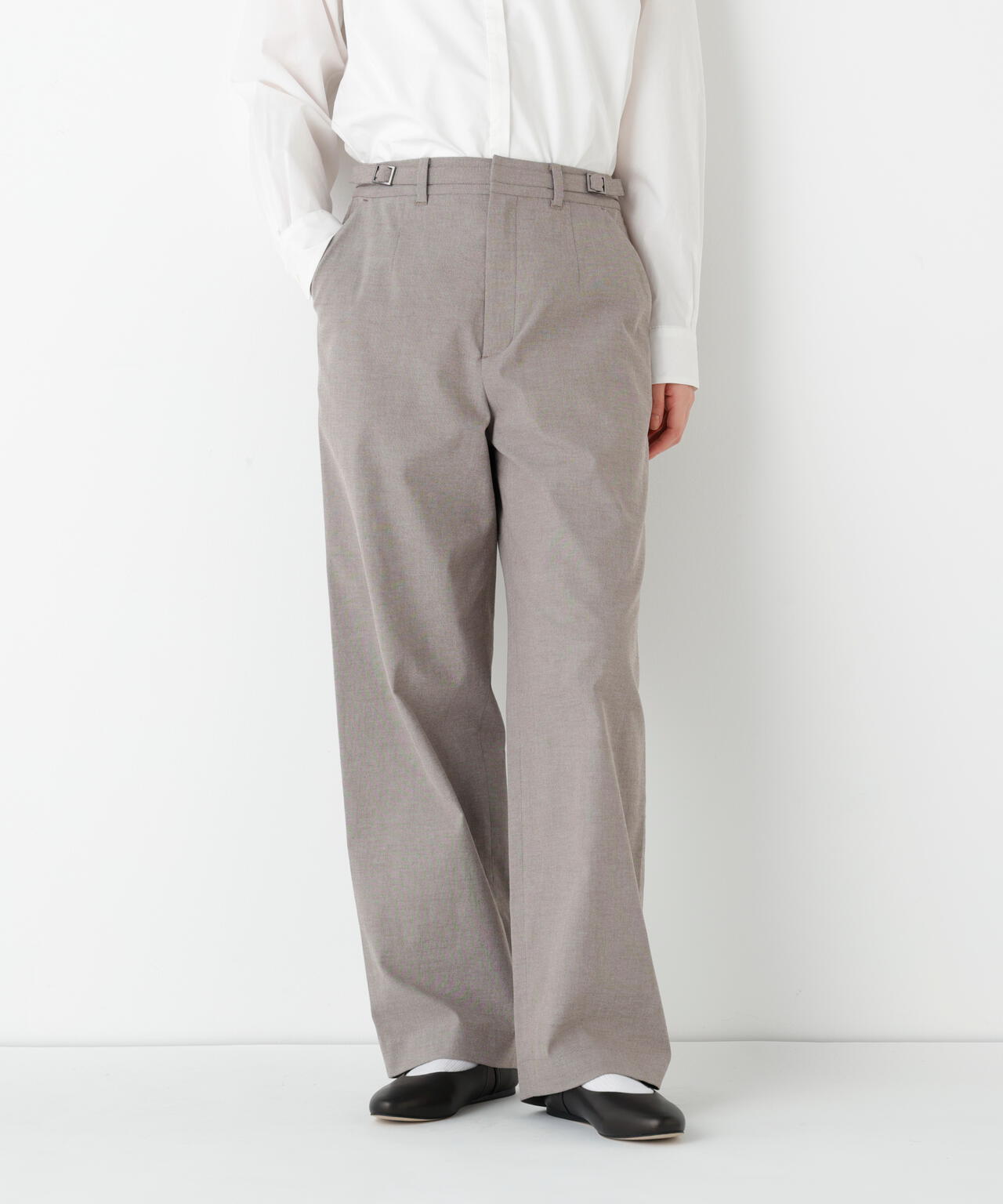 《名品 / マルチサイズ / 洗える》ドビーストレッチストレートパンツ