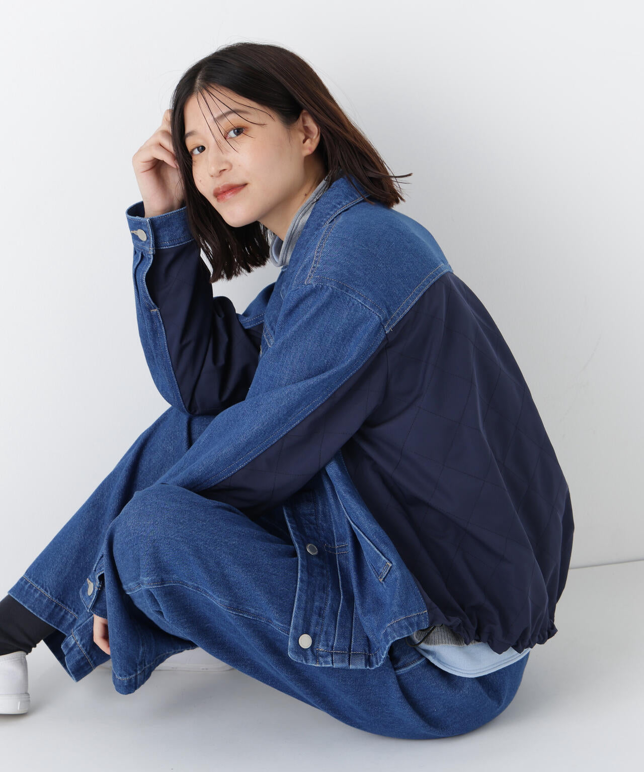 《洗える》ソフトデニムドッキングブルゾン