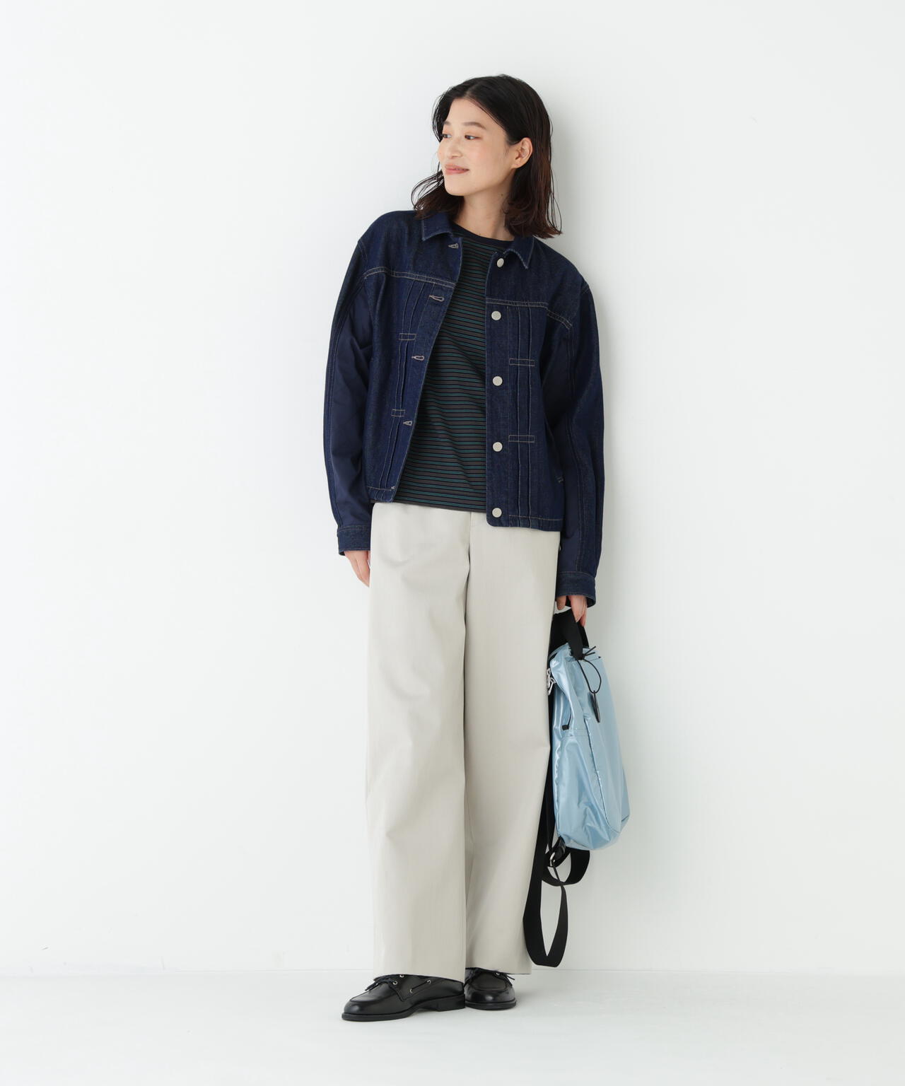 《洗える》ソフトデニムドッキングブルゾン