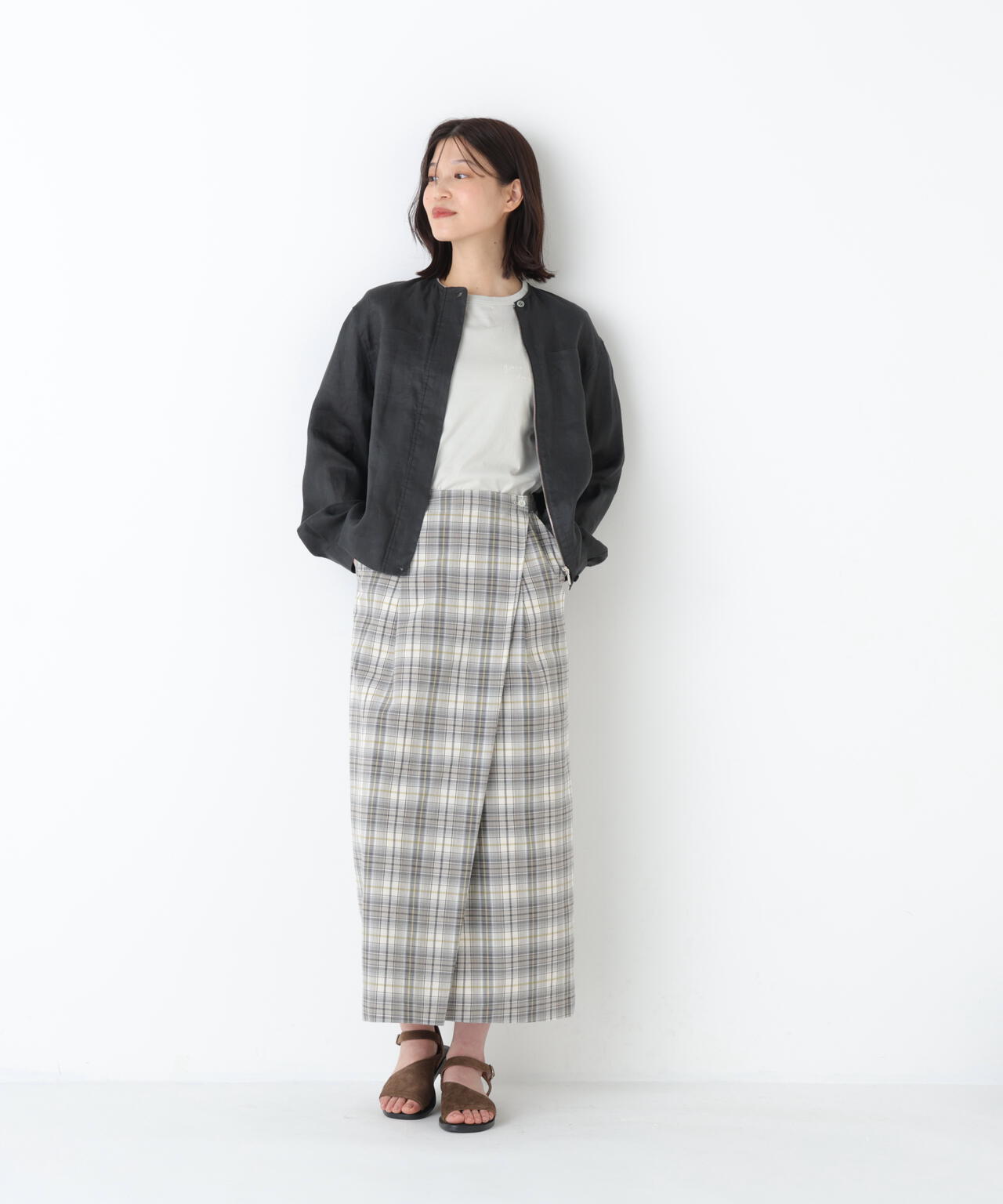《名品 / リネン100% / 洗える》ハードマンリネンノーカラーブルゾン