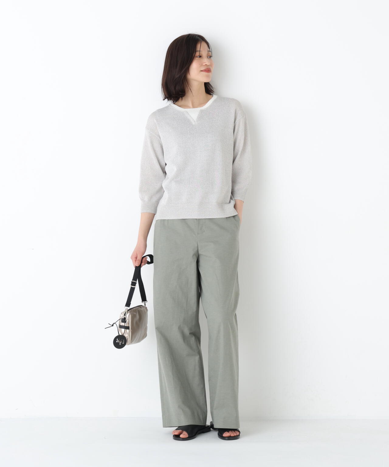 《名品 / 洗える》ペーパーヤーンクルーネックプルオーバー