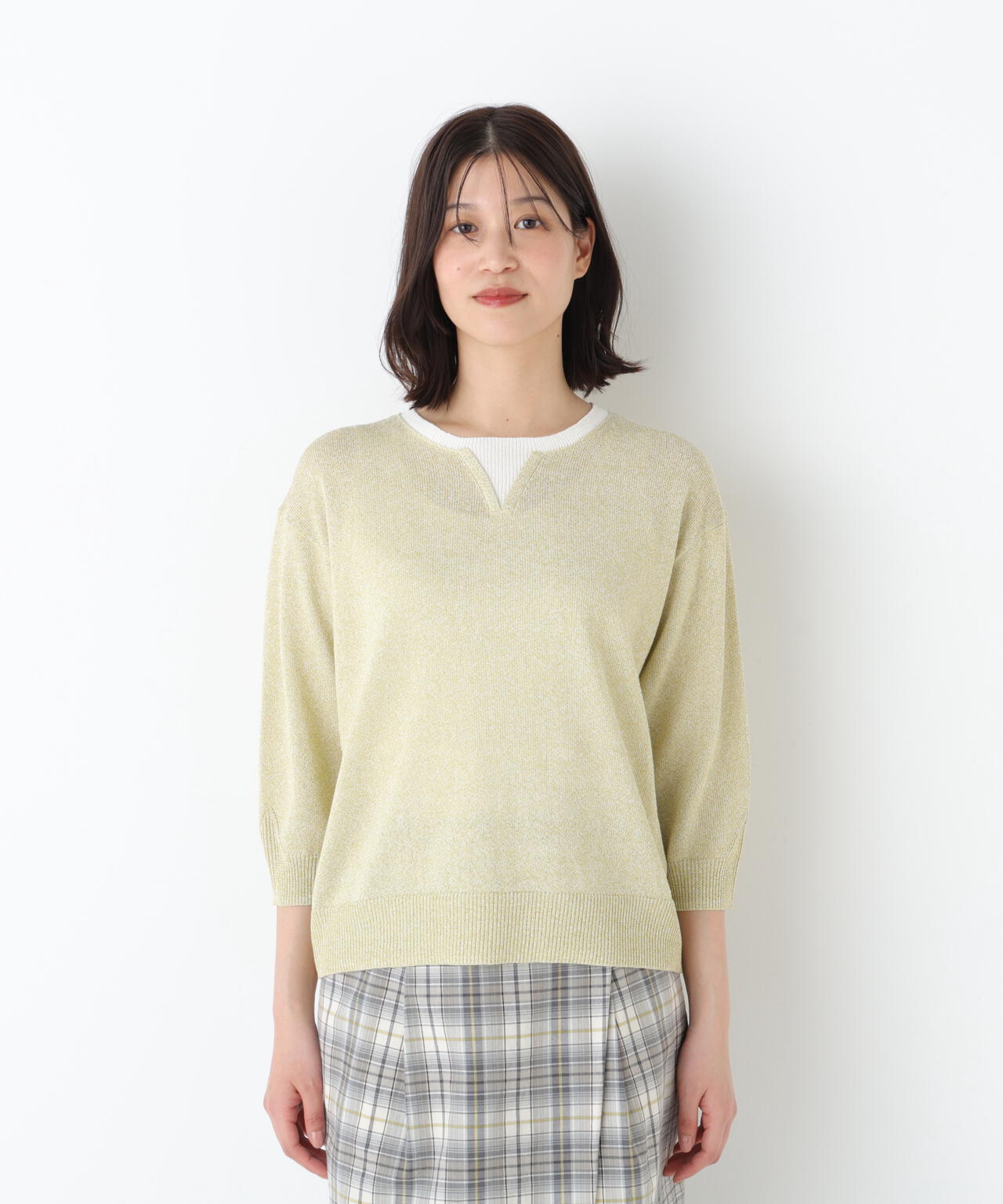 《名品 / 洗える》ペーパーヤーンクルーネックプルオーバー