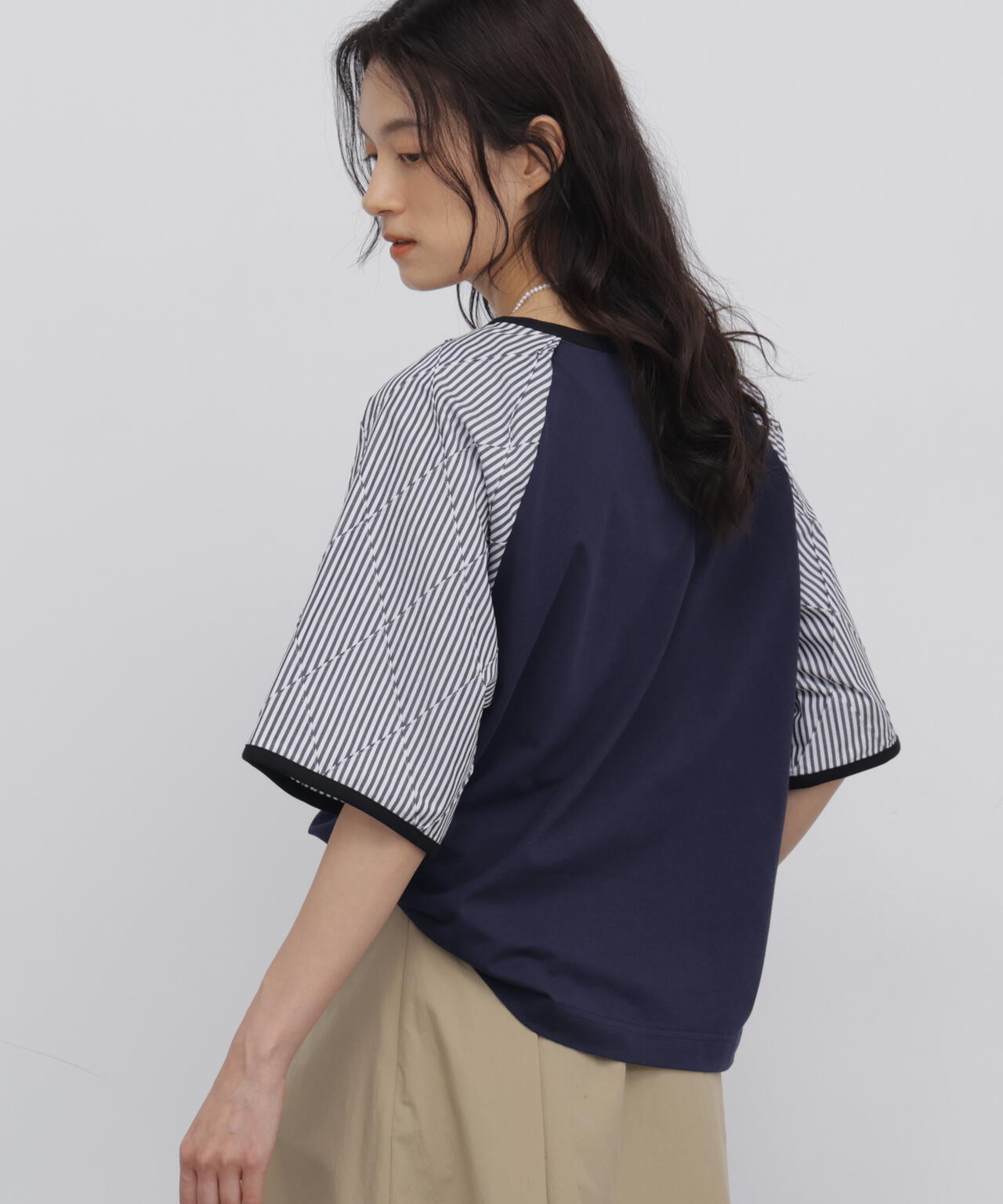 ストライプドッキング ラグランスリーブ リンガーＴシャツ