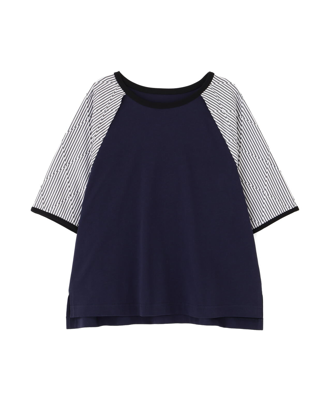 ストライプドッキング ラグランスリーブ リンガーＴシャツ
