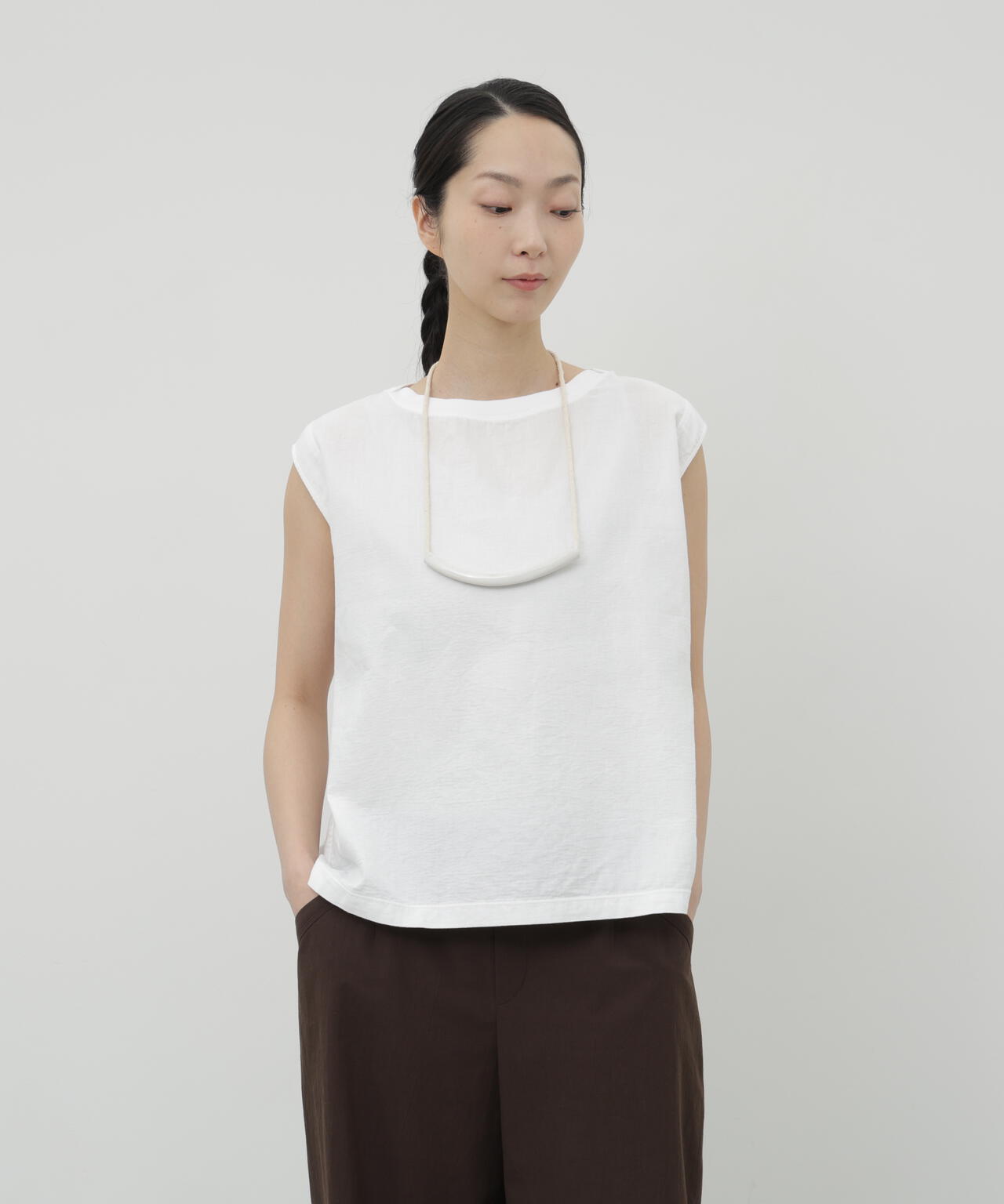 二重ガーゼノースリーブTシャツ