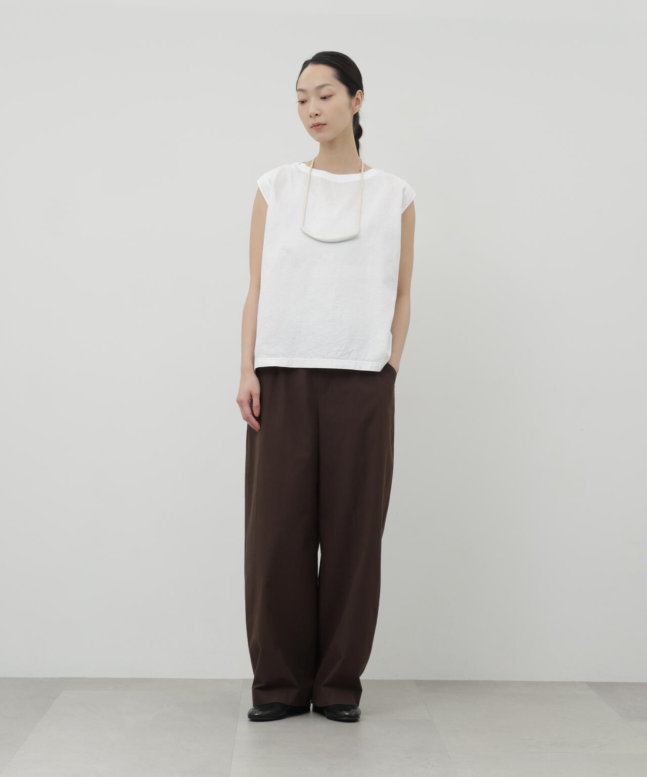 二重ガーゼノースリーブTシャツ