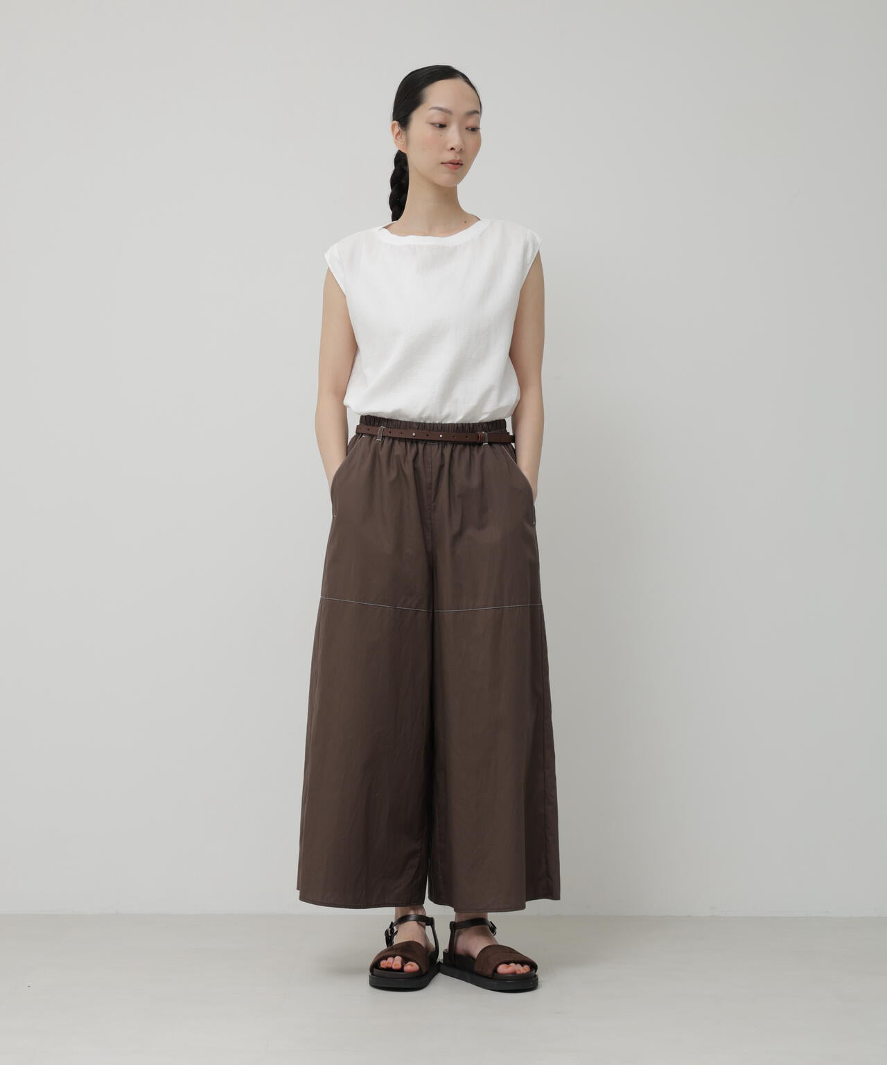 二重ガーゼノースリーブTシャツ