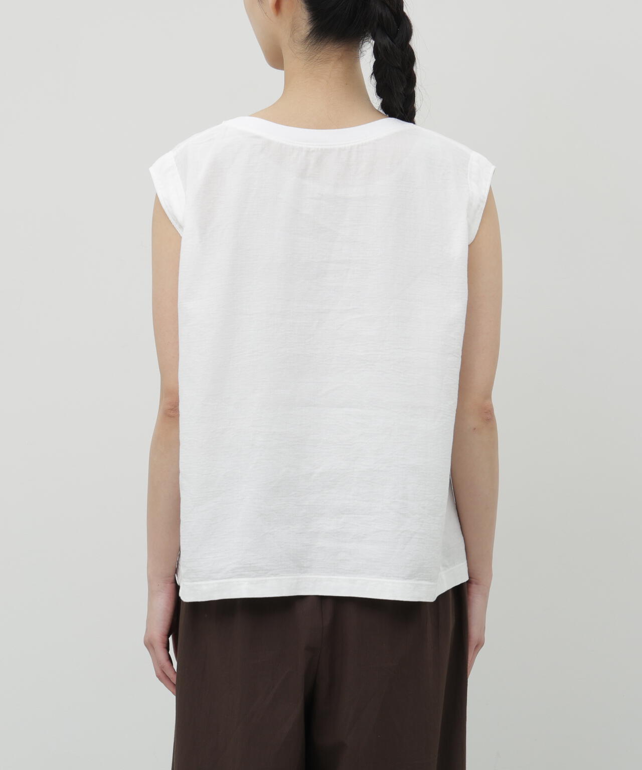 二重ガーゼノースリーブTシャツ