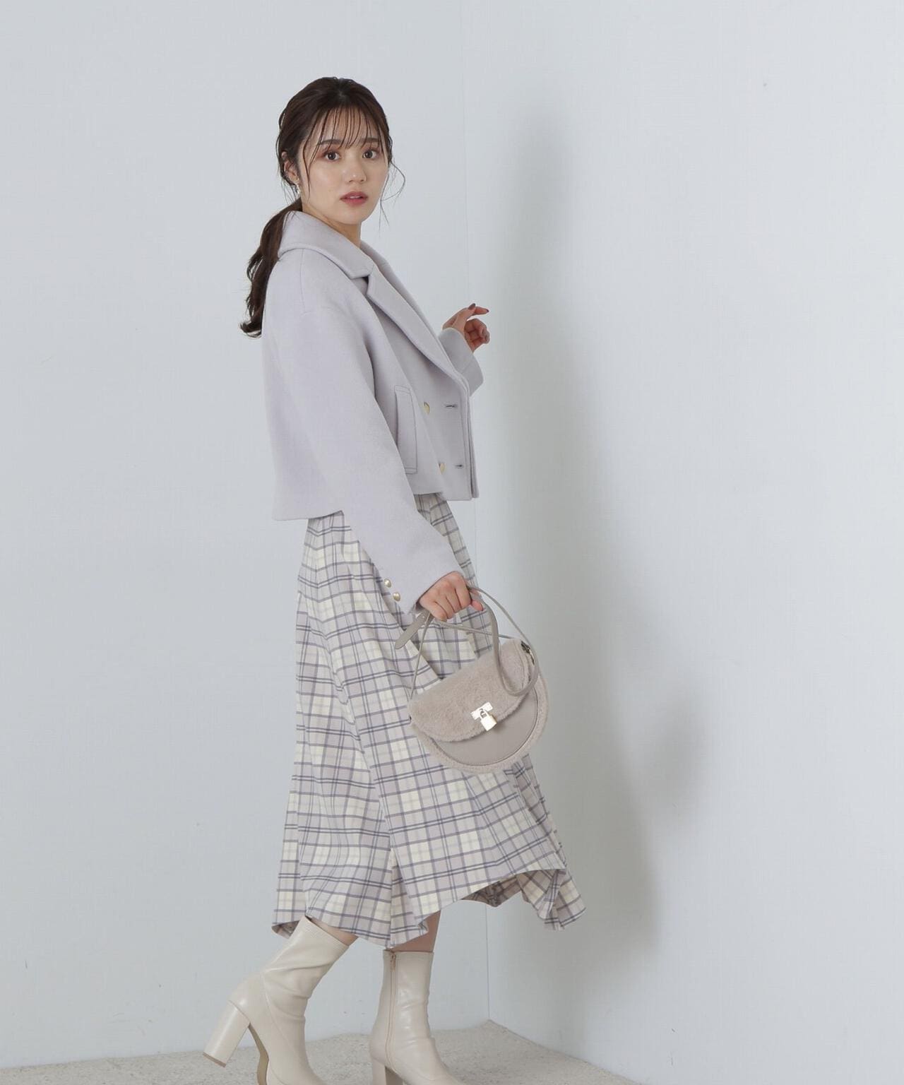 イレヘムチェックフレアスカート