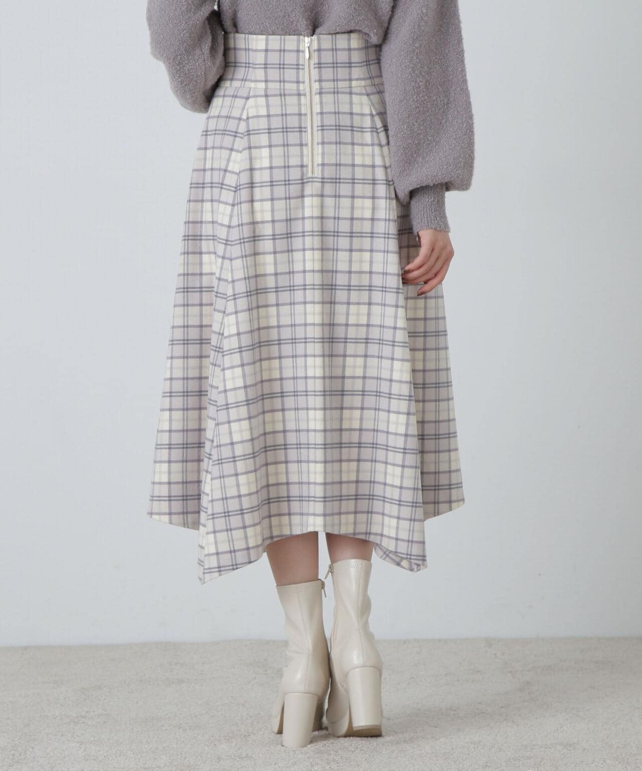 イレヘムチェックフレアスカート