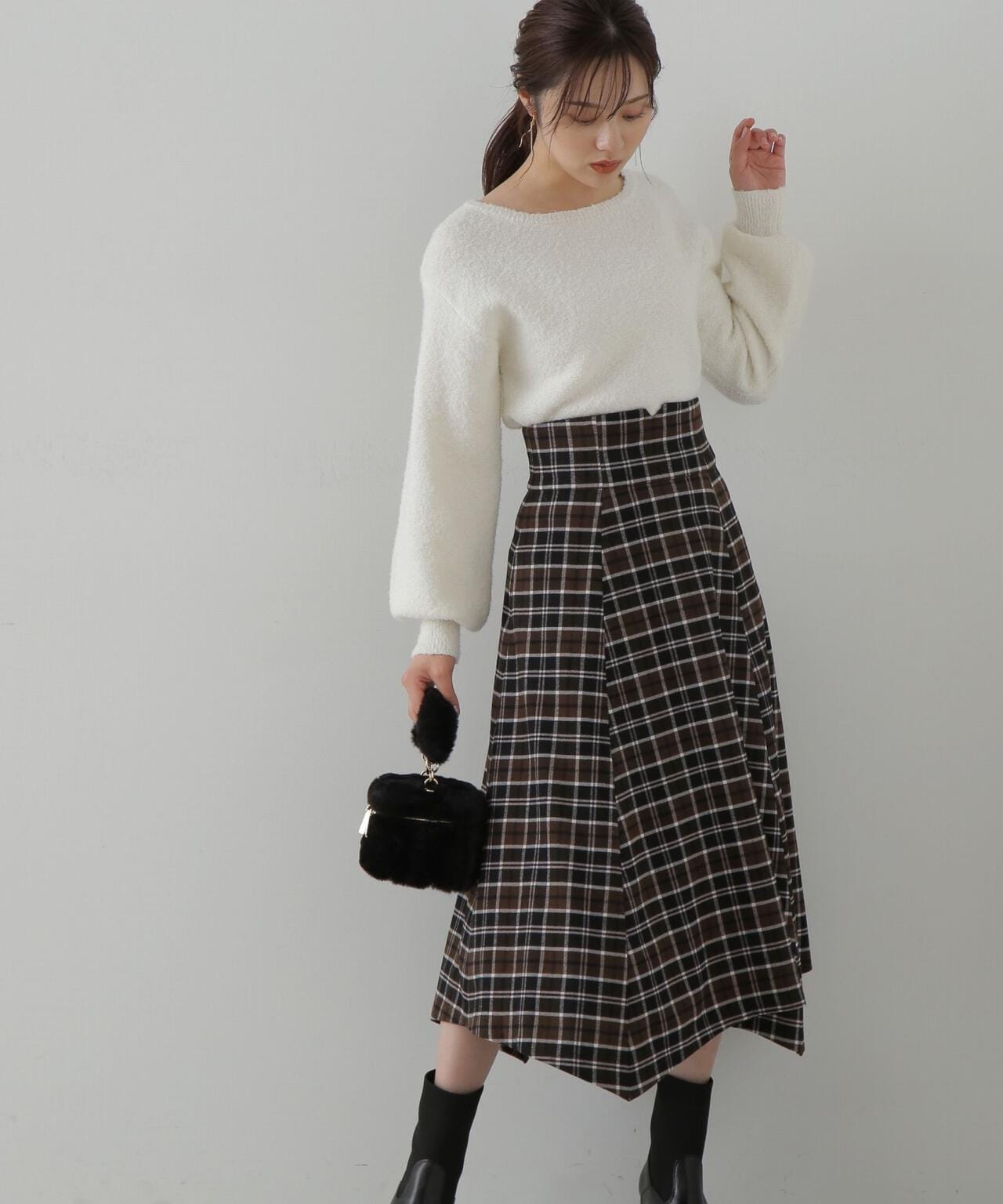 イレヘムチェックフレアスカート