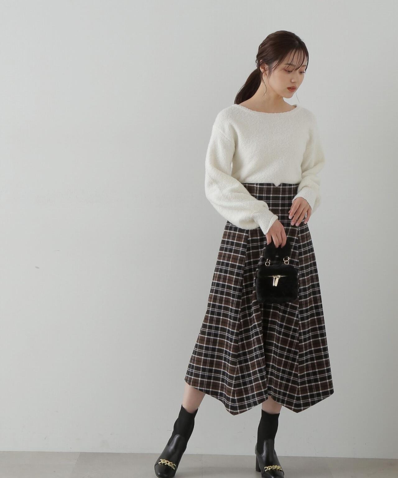 イレヘムチェックフレアスカート