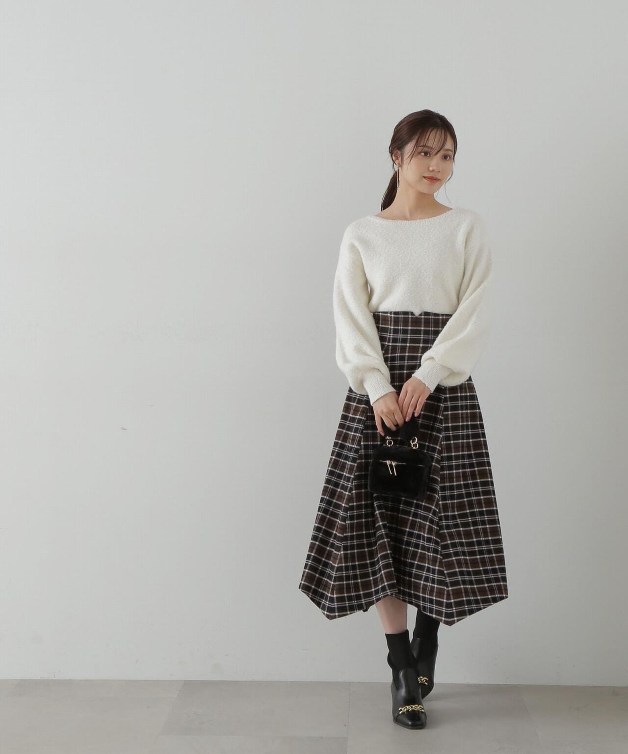 イレヘムチェックフレアスカート