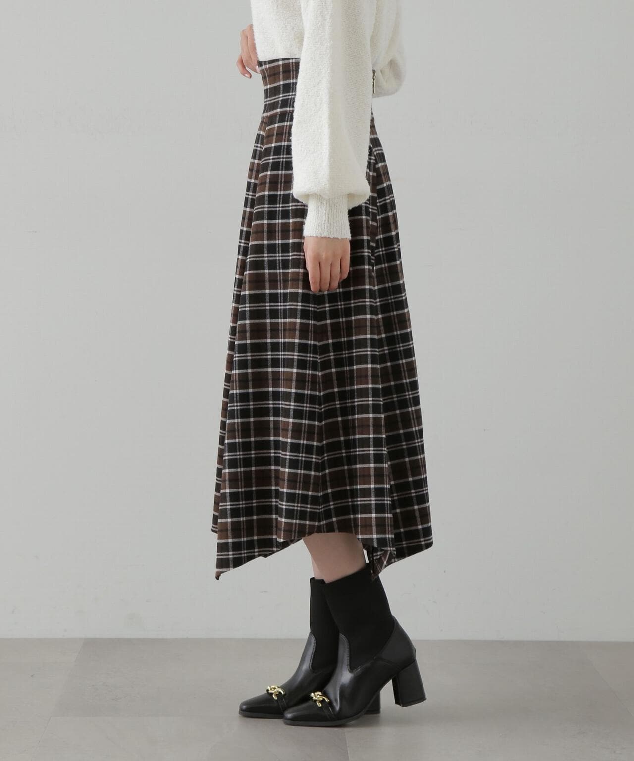 イレヘムチェックフレアスカート