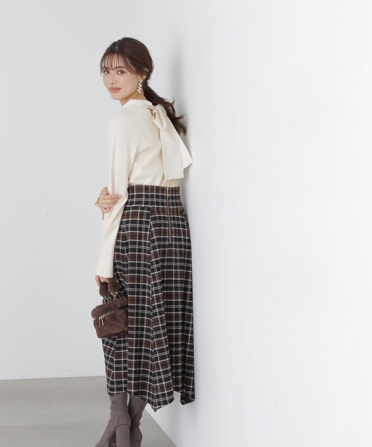 イレヘムチェックフレアスカート