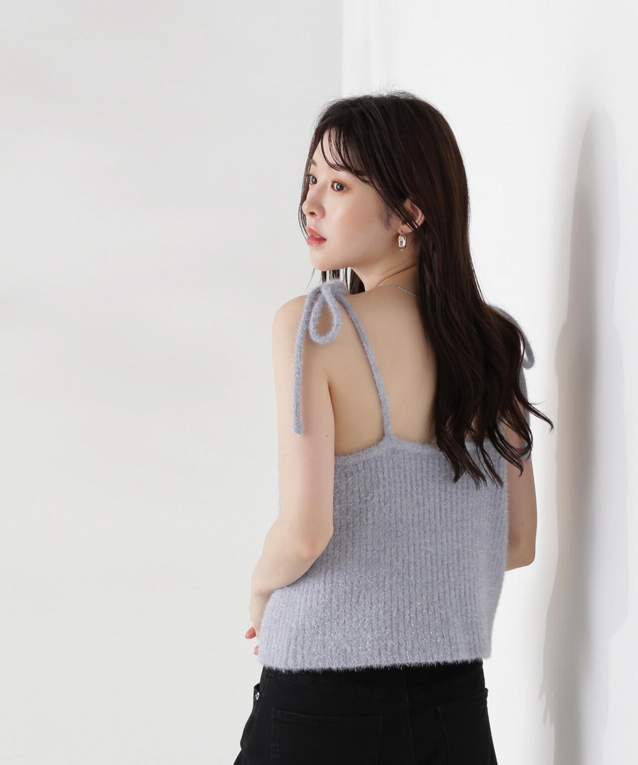 シャイニーフェザーアンサンブルニット　WEB限定カラー：パープル