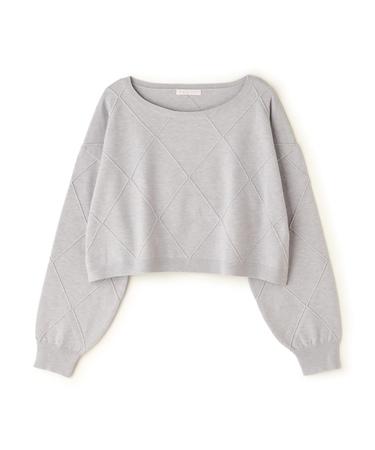 ダイヤ柄ショート丈ニット