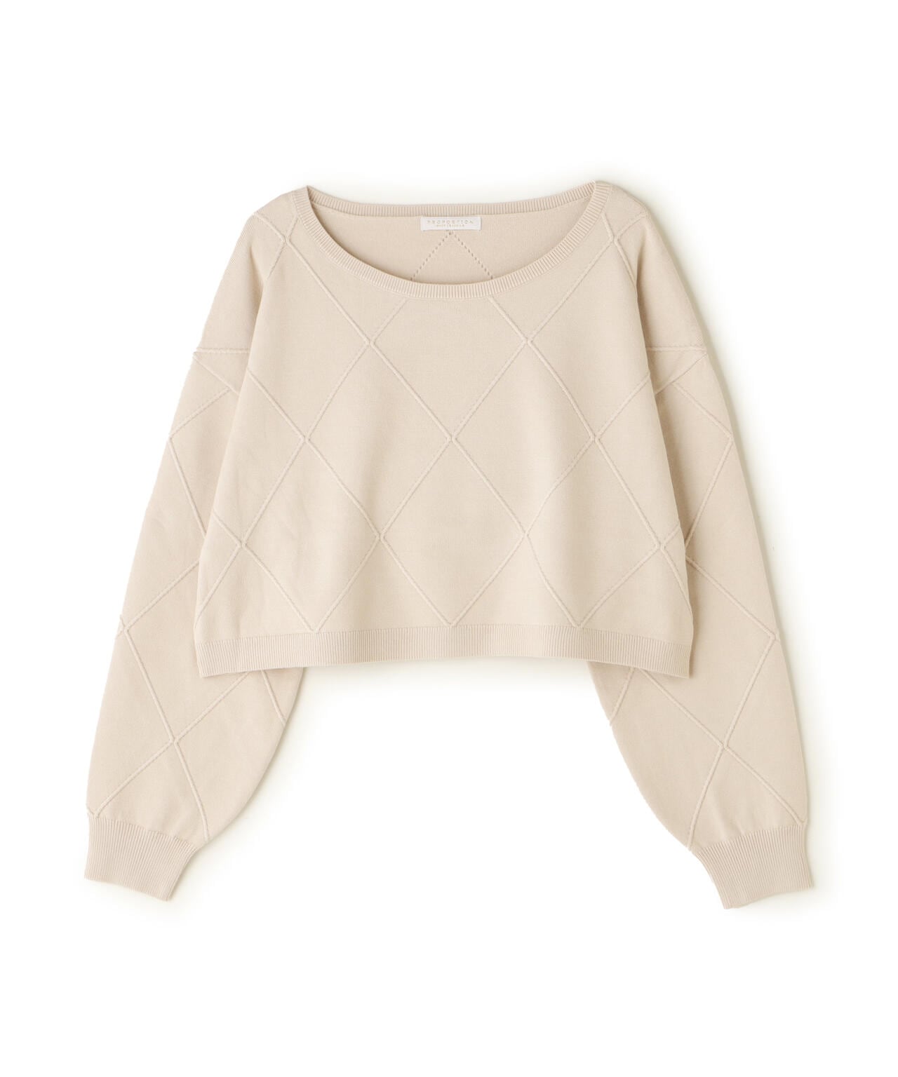 ダイヤ柄ショート丈ニット