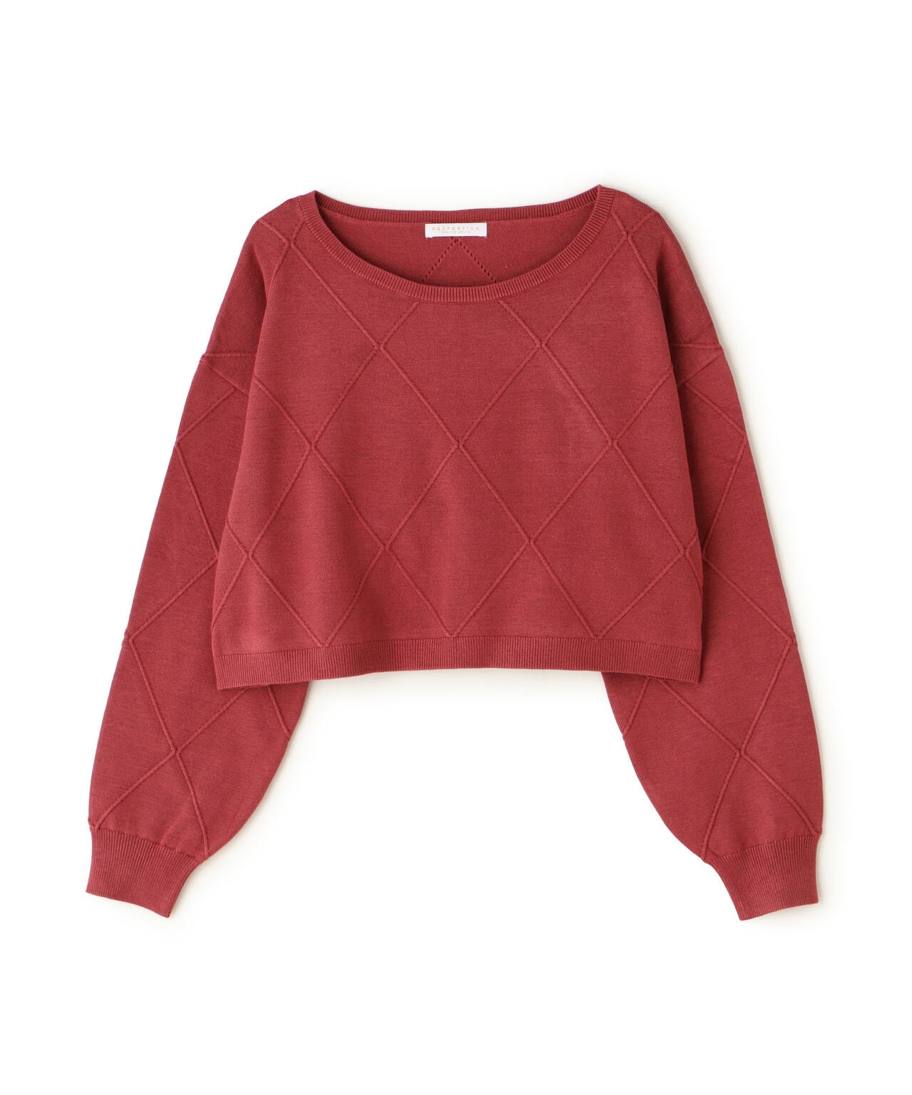 ダイヤ柄ショート丈ニット