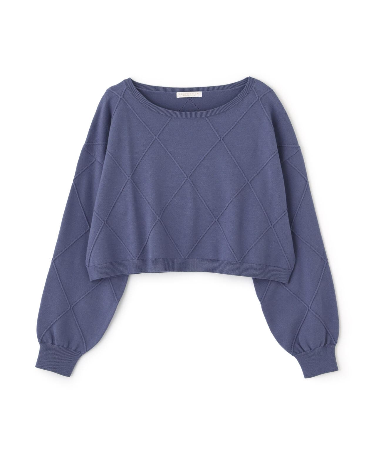 ダイヤ柄ショート丈ニット