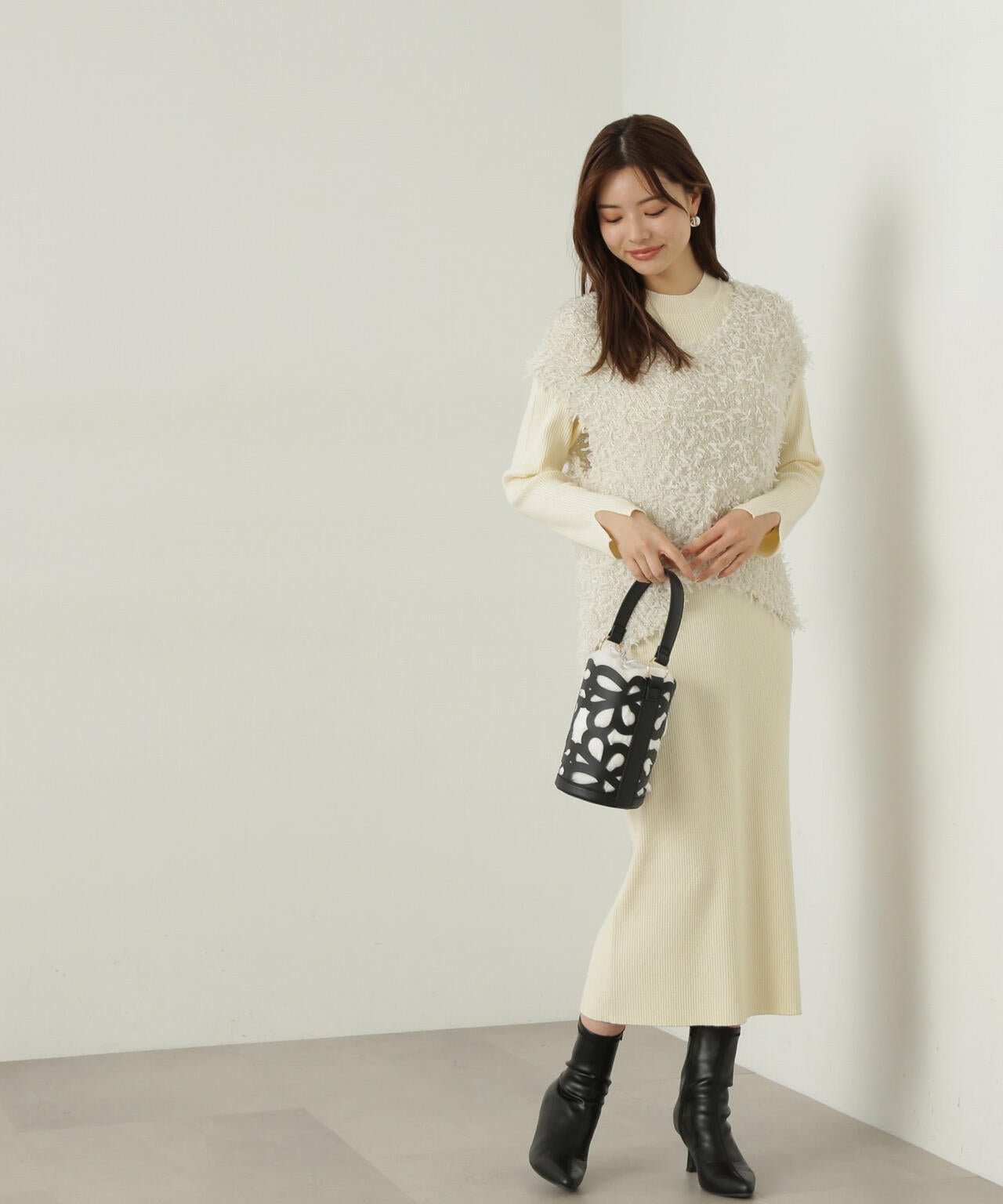 リボンヤーンベストセットアップ