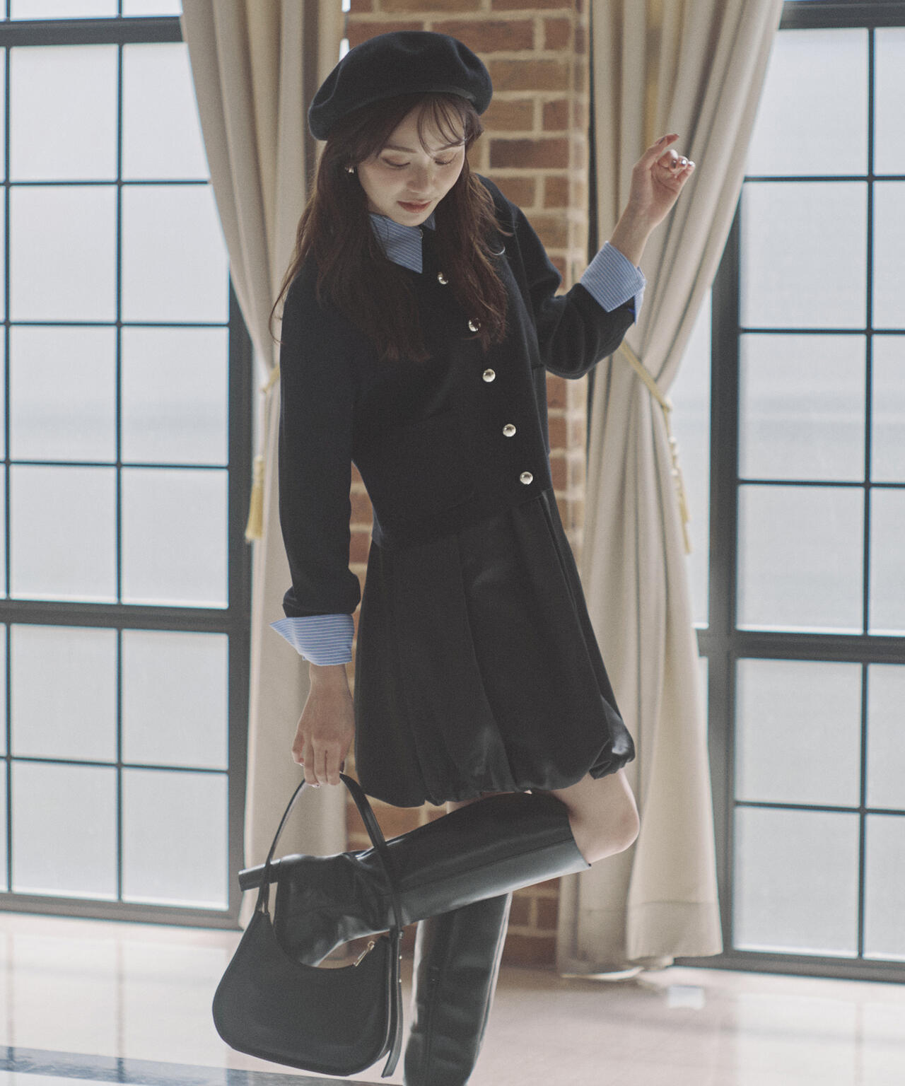 【青島心さん着用】＜ウォッシャブル＞バルーンミニスカート