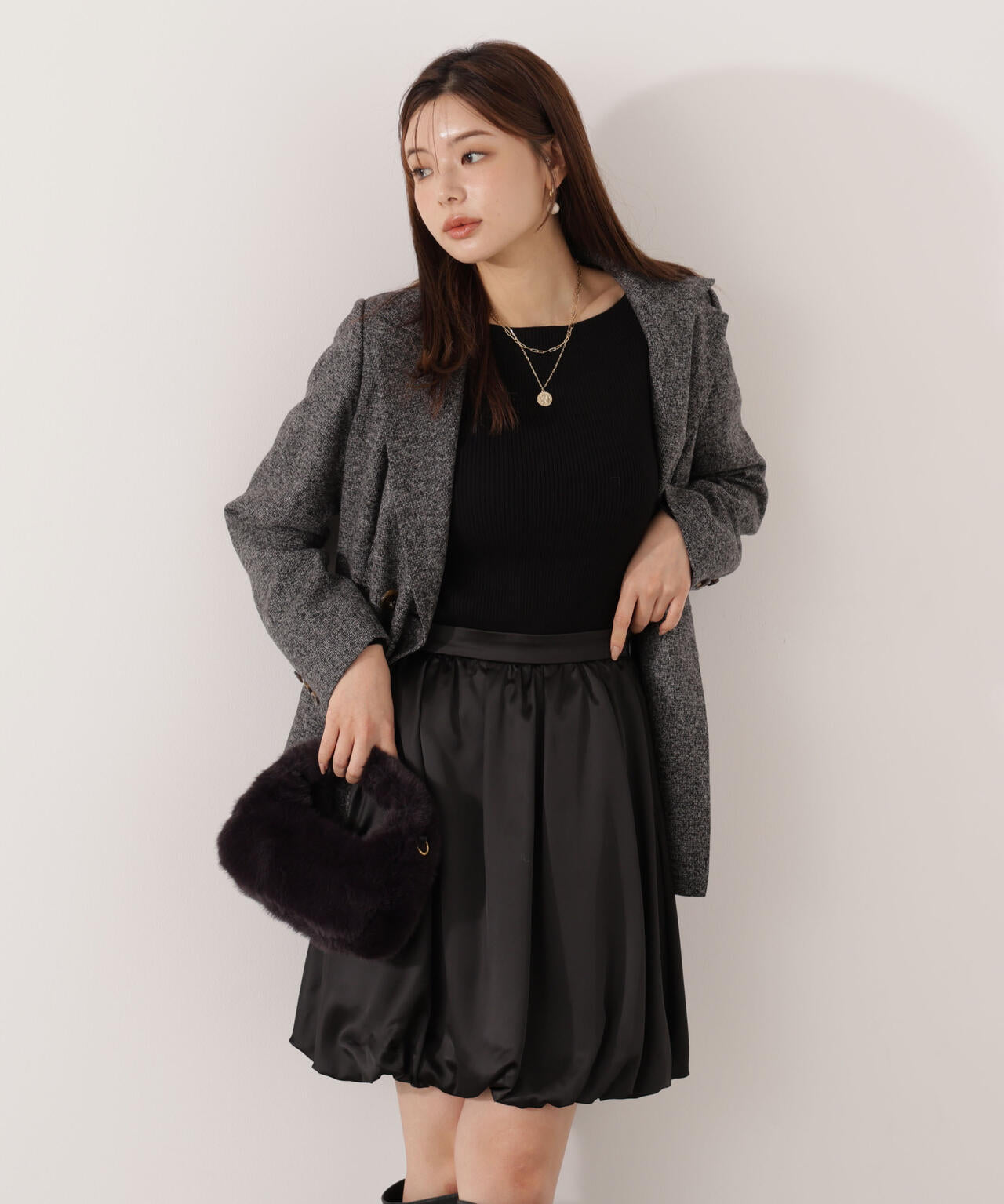 【青島心さん着用】＜ウォッシャブル＞バルーンミニスカート