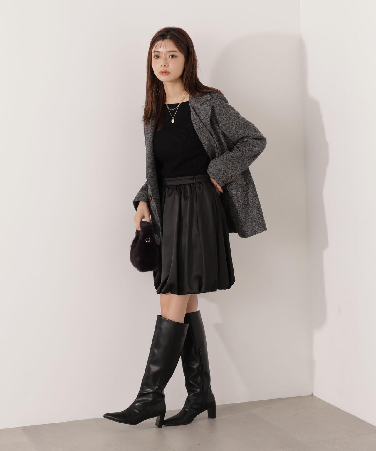 【青島心さん着用】＜ウォッシャブル＞バルーンミニスカート