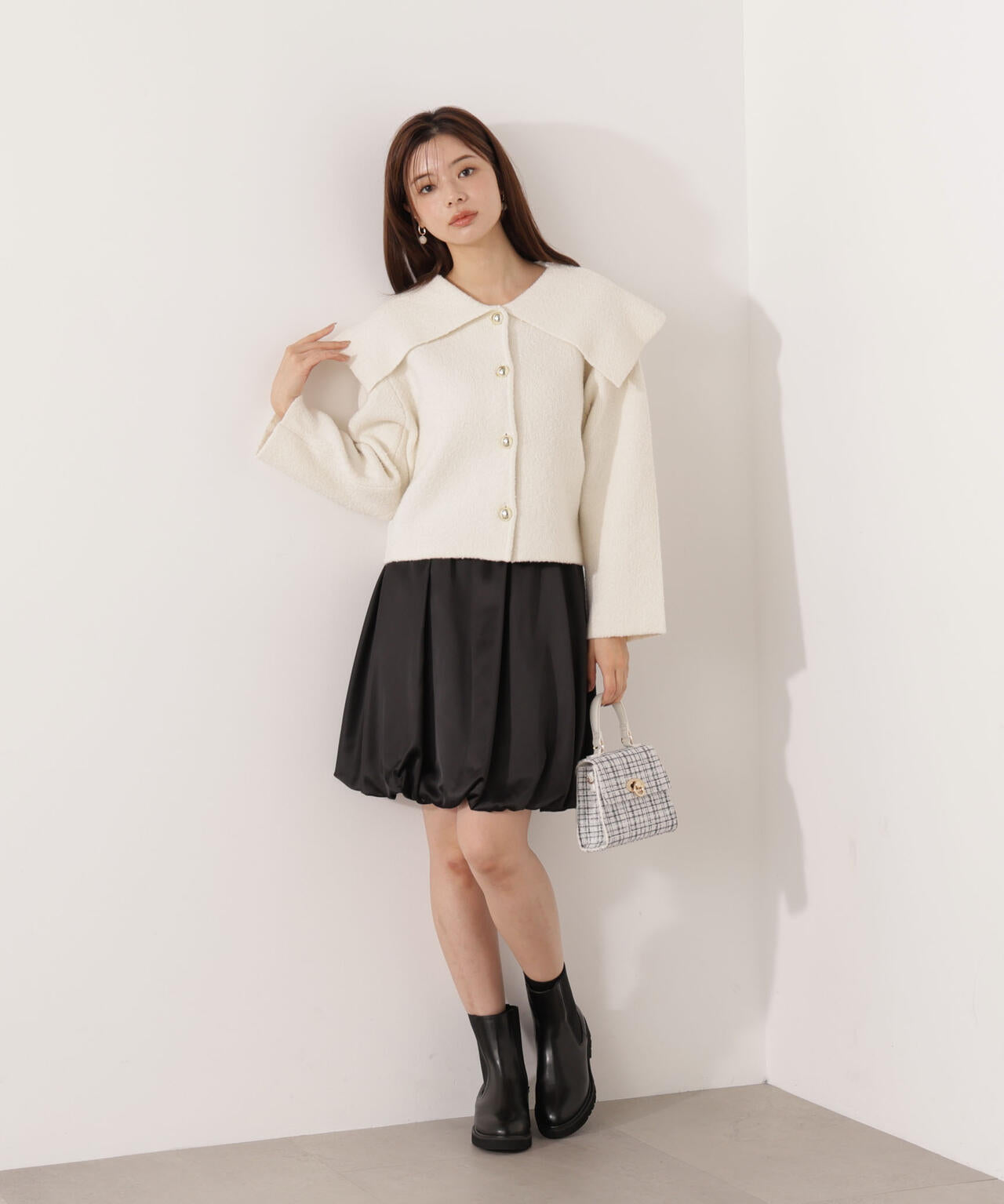 【青島心さん着用】＜ウォッシャブル＞バルーンミニスカート