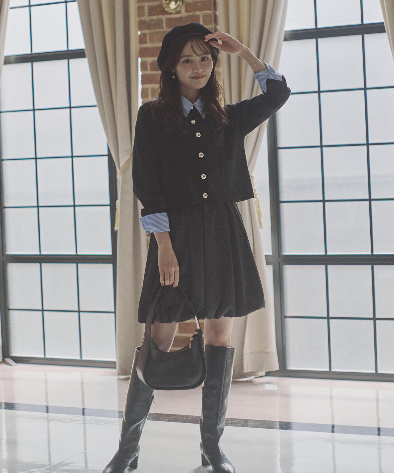 【青島心さん着用】＜ウォッシャブル＞バルーンミニスカート