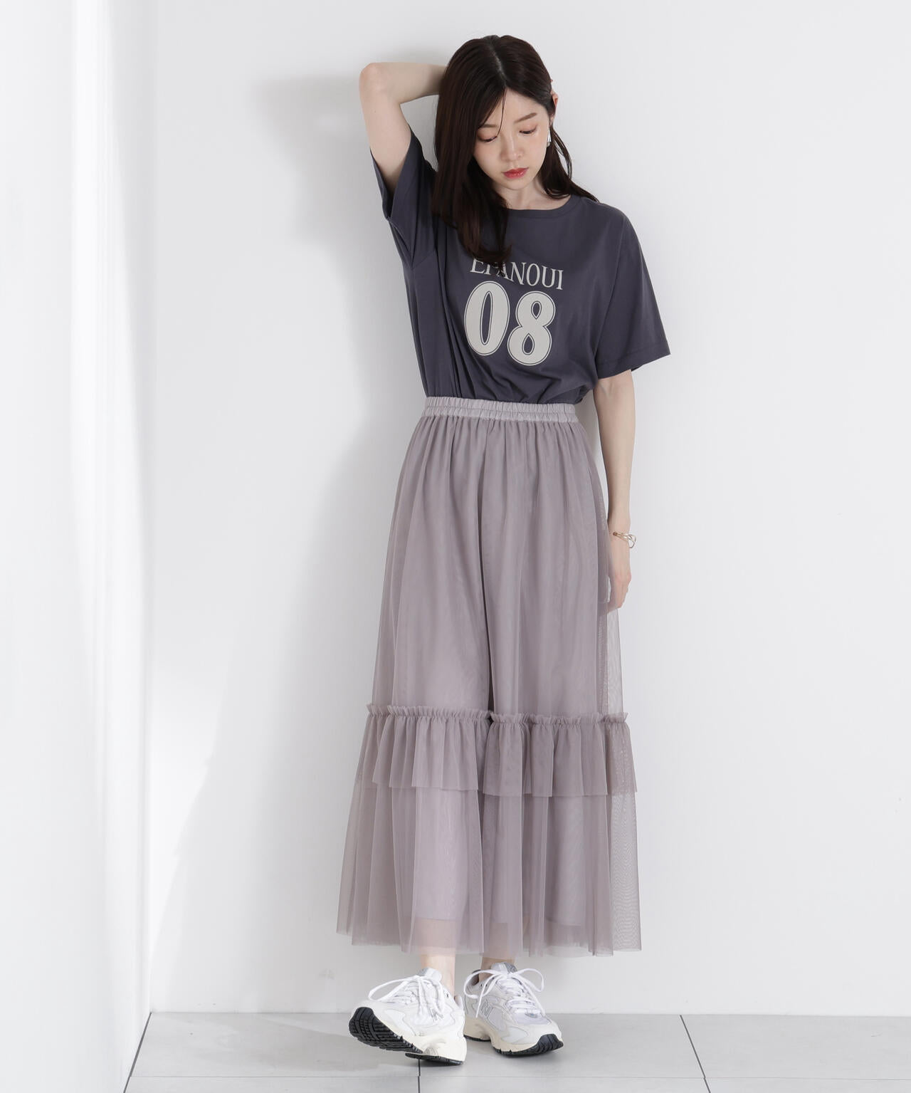 チュールティアードスカート