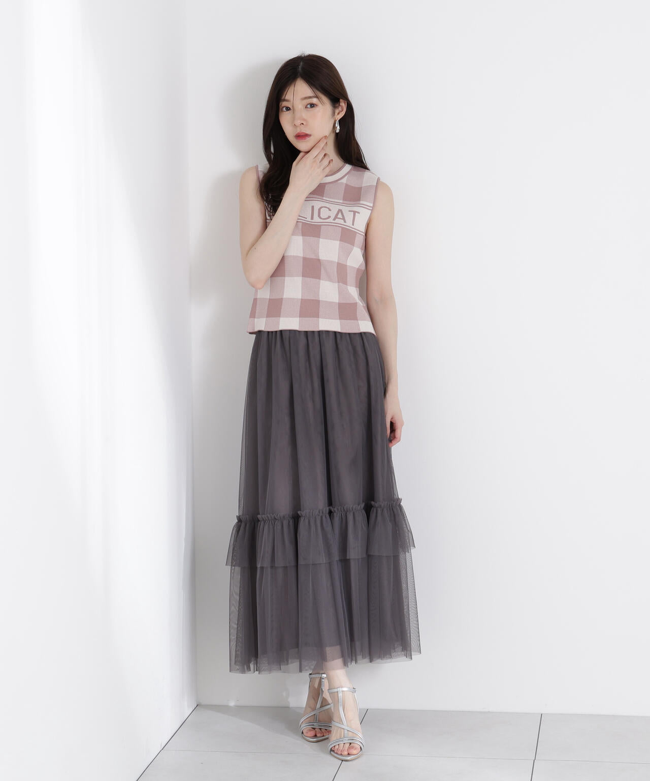 チュールティアードスカート