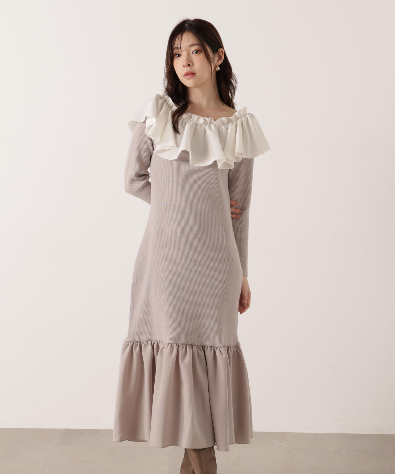2wayオフショルニットワンピース