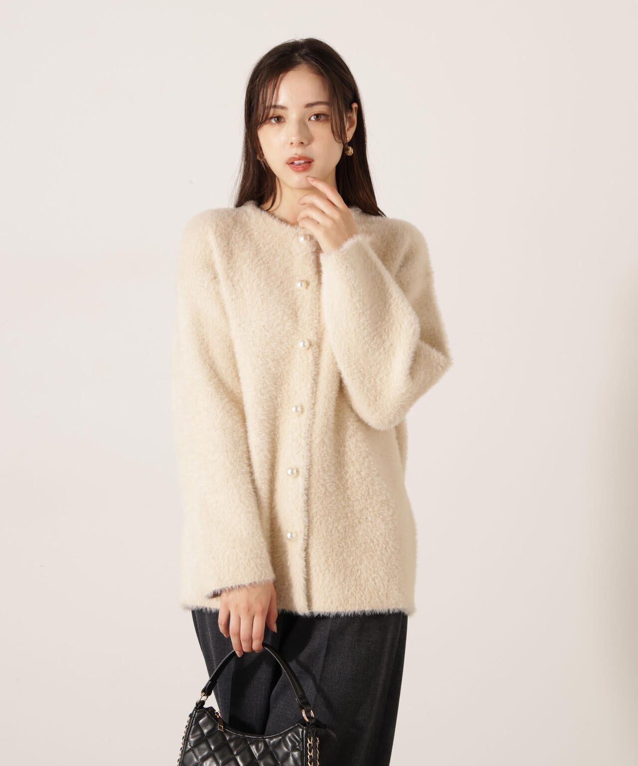 【青島心さん着用】フェザージャコット【アイボリー：WEB限定】