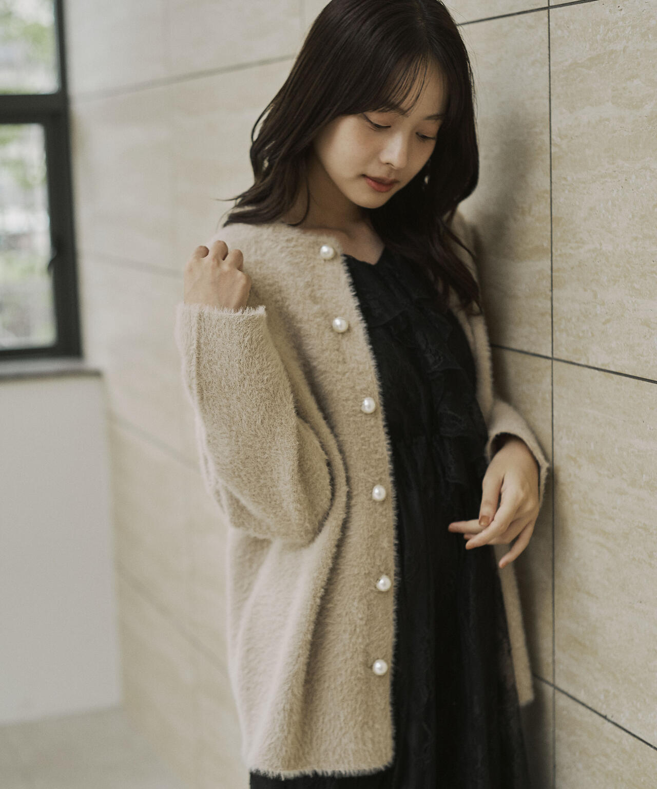 【青島心さん着用】フェザージャコット【アイボリー：WEB限定】