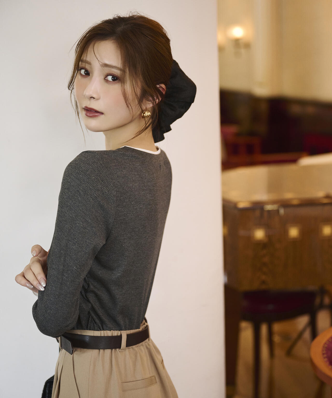 【松川星さん着用】＜ウォッシャブル＞レイヤード風テレコ