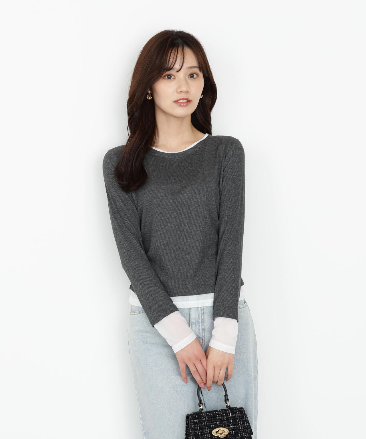【松川星さん着用】＜ウォッシャブル＞レイヤード風テレコ