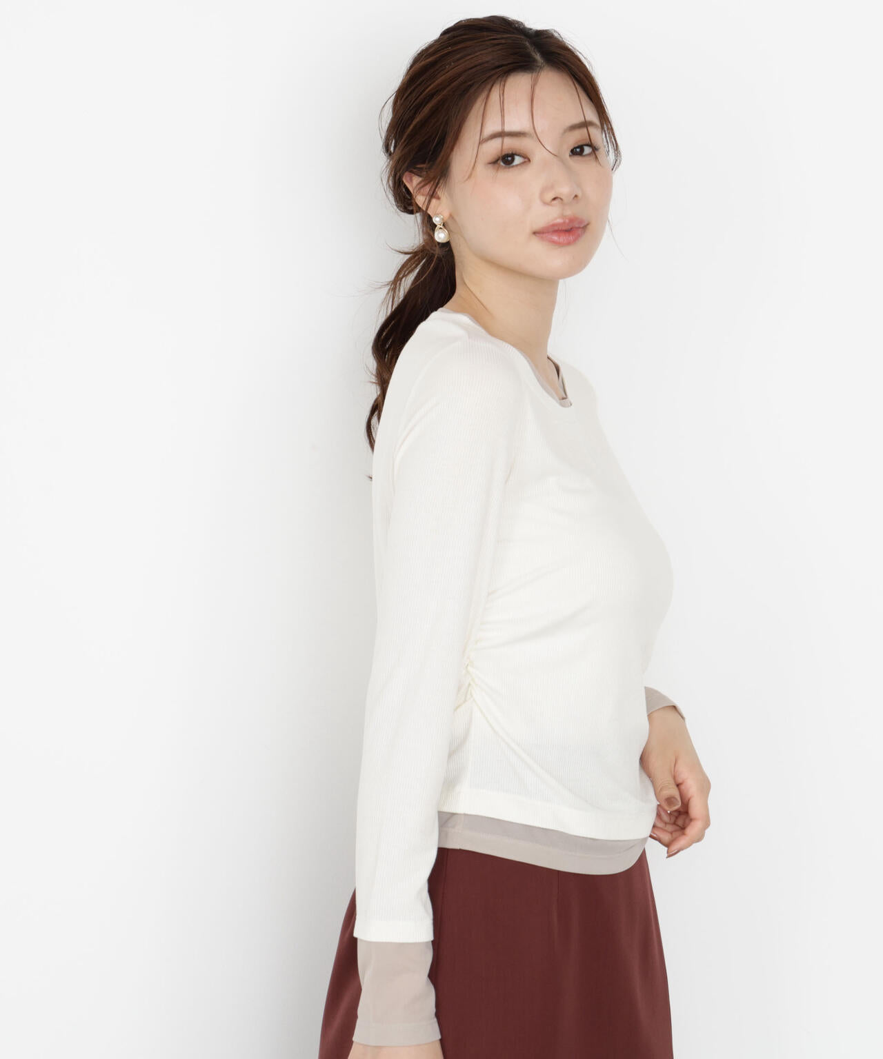 【松川星さん着用】＜ウォッシャブル＞レイヤード風テレコ