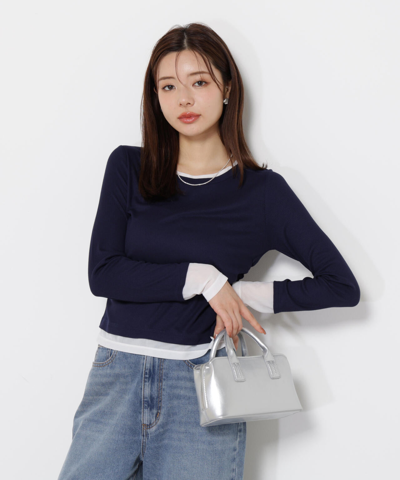 【松川星さん着用】＜ウォッシャブル＞レイヤード風テレコ